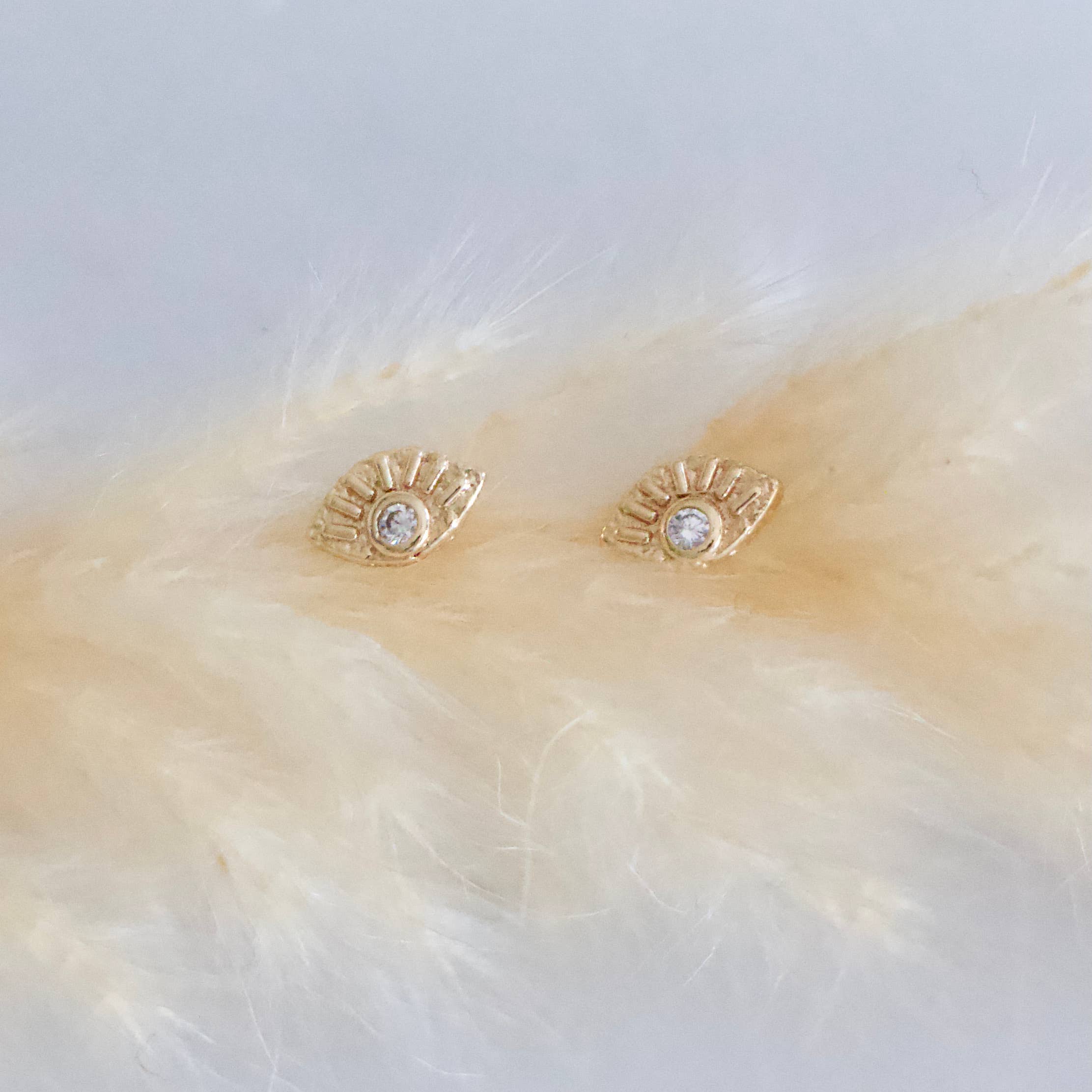 Mini CZ Evil Eye Stud Earrings  - Image 3