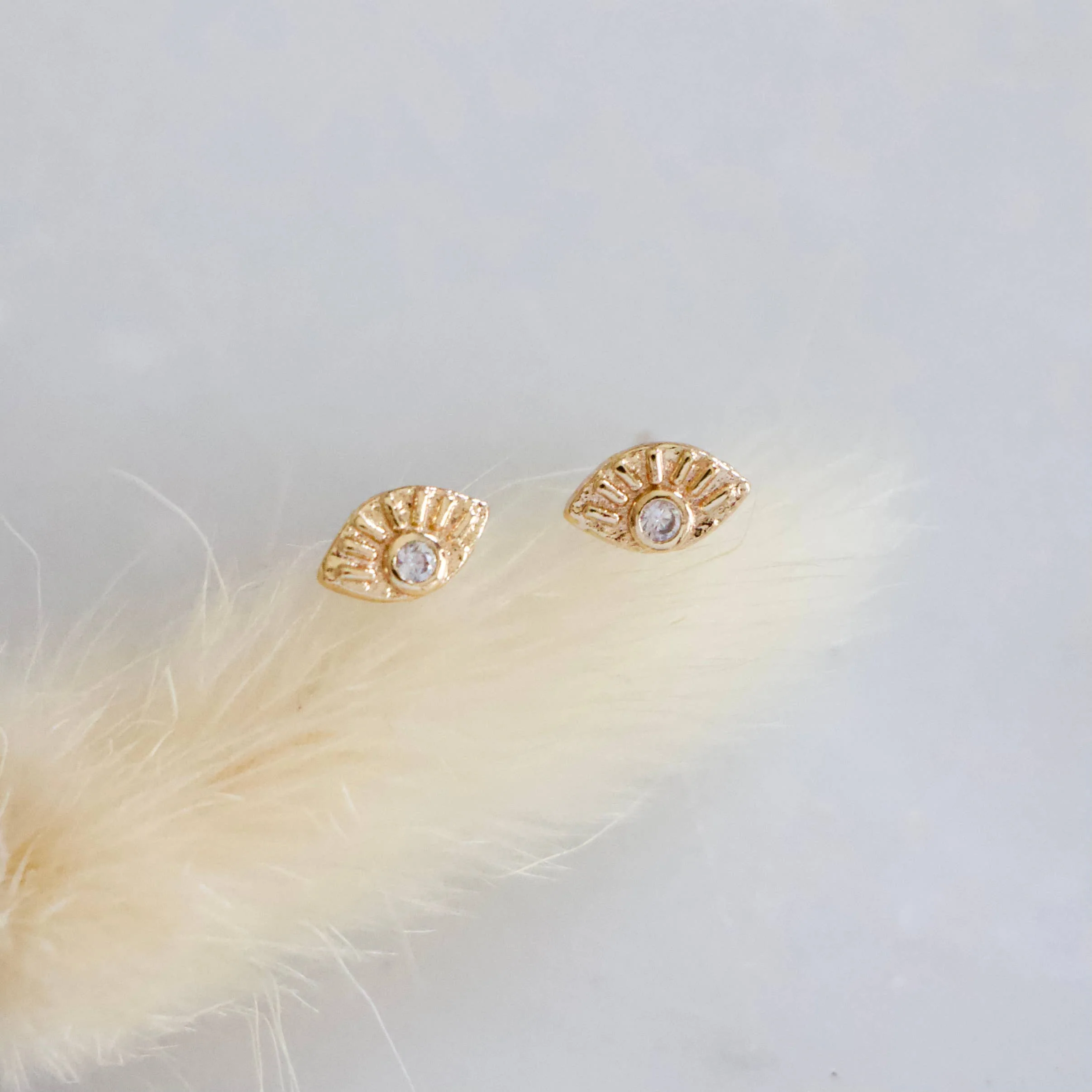 Mini CZ Evil Eye Stud Earrings  - Image 4