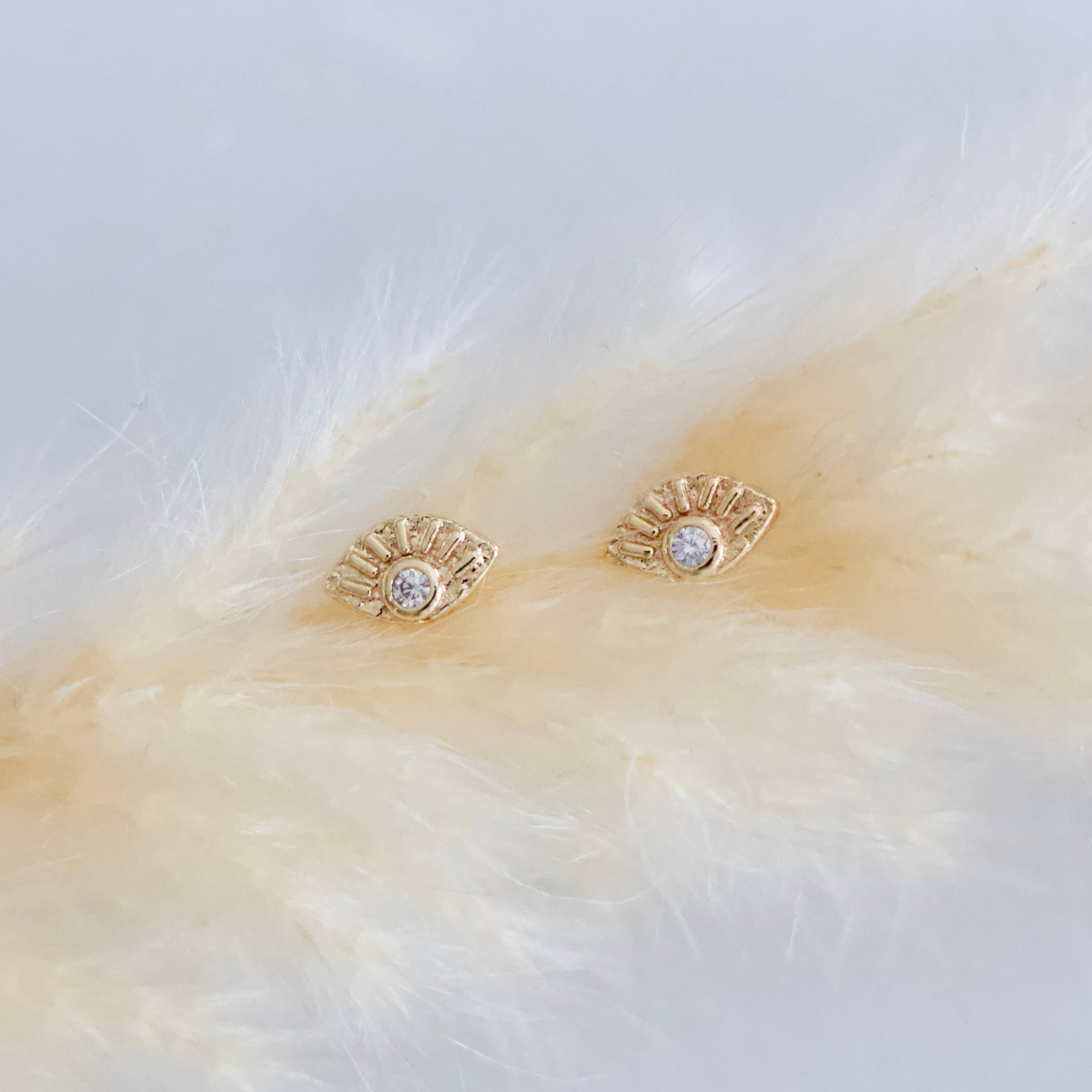 Mini CZ Evil Eye Stud Earrings  - Image 5