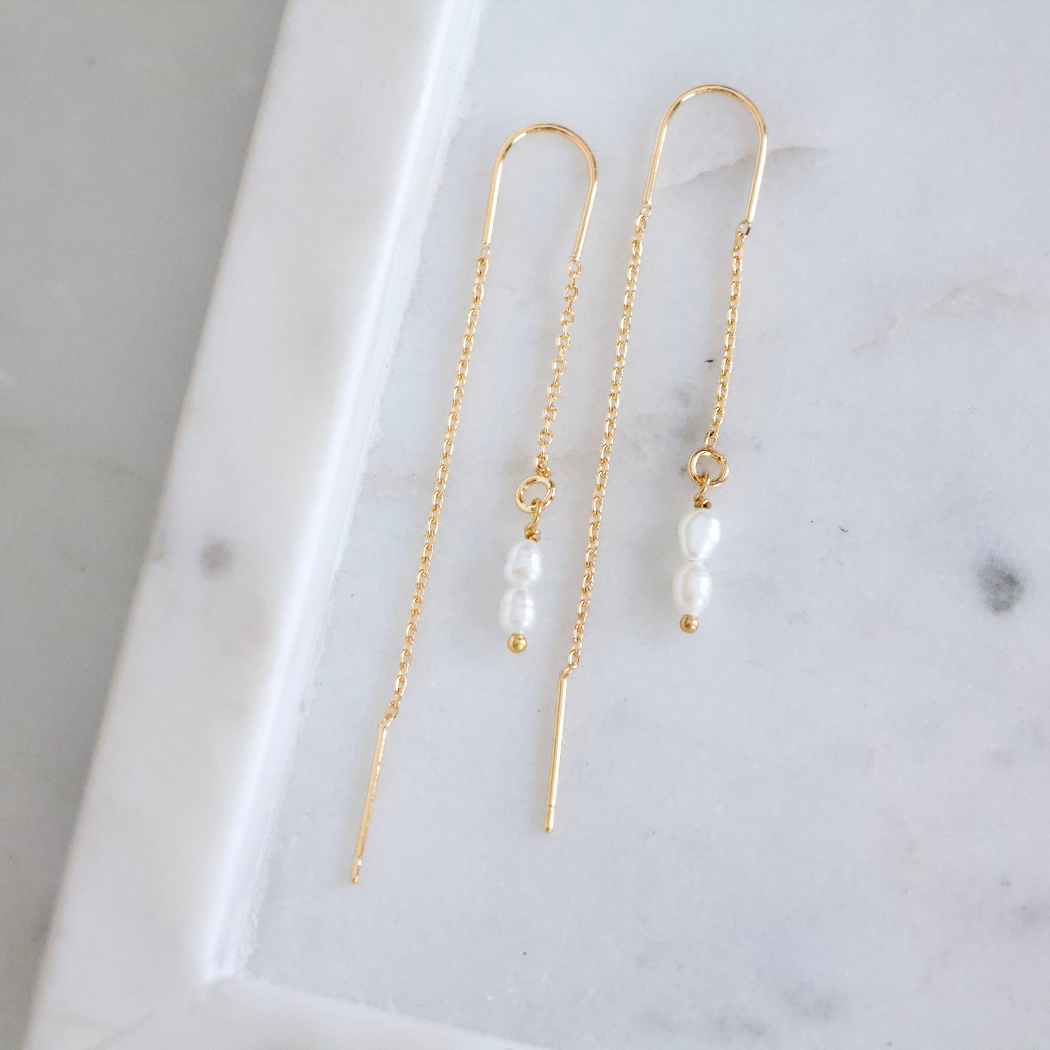 Pearl Threader Earrings  - Image 2