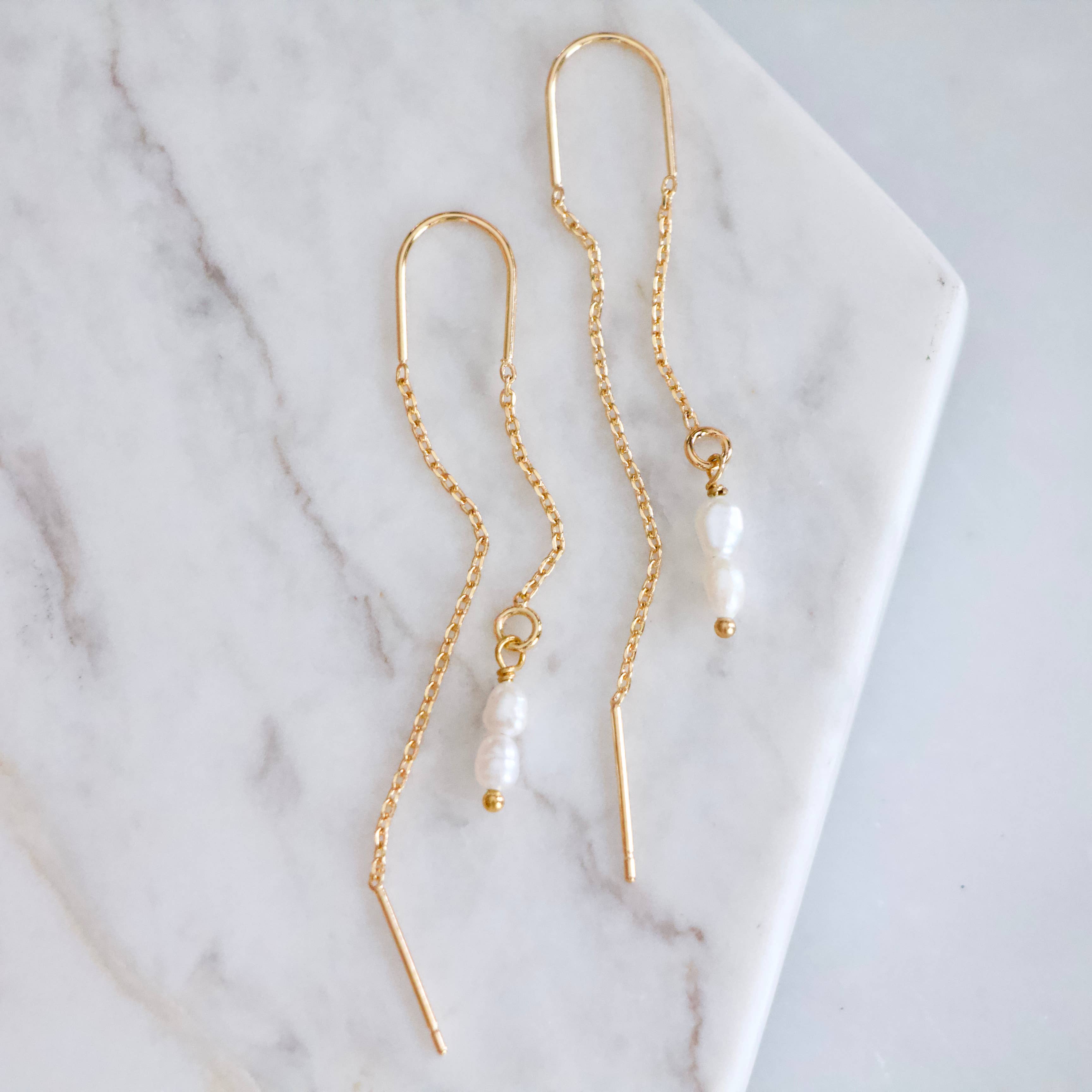 Pearl Threader Earrings  - Image 4
