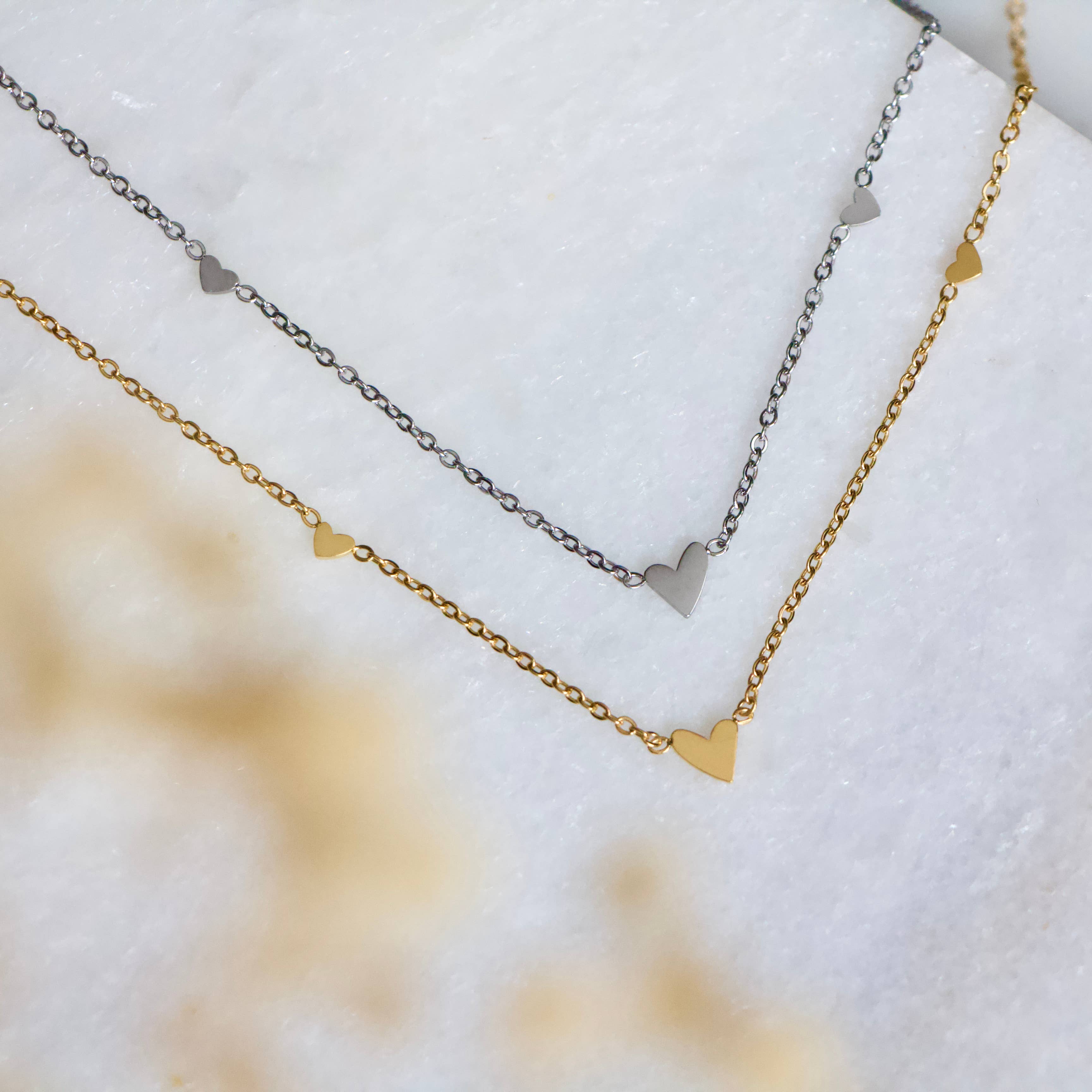 Mesa Blue - Triple Heart Necklace Silver - Image 3