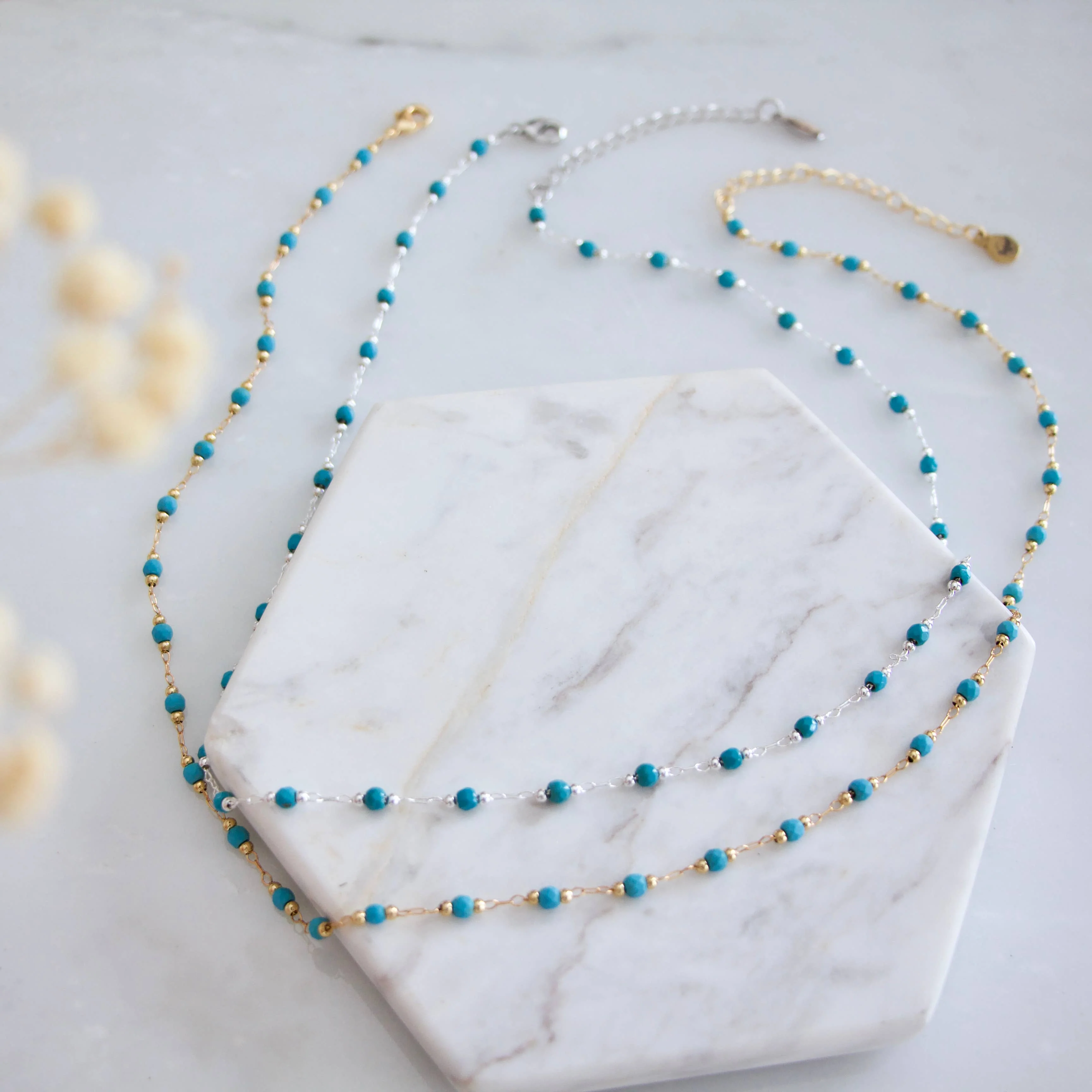 Mesa Blue - Turquoise Choker Necklace Silver Plated - Image 2