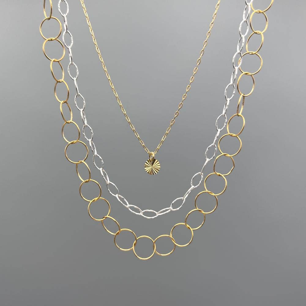 Mini Silver Sunbeam Disc Necklace - Image 2