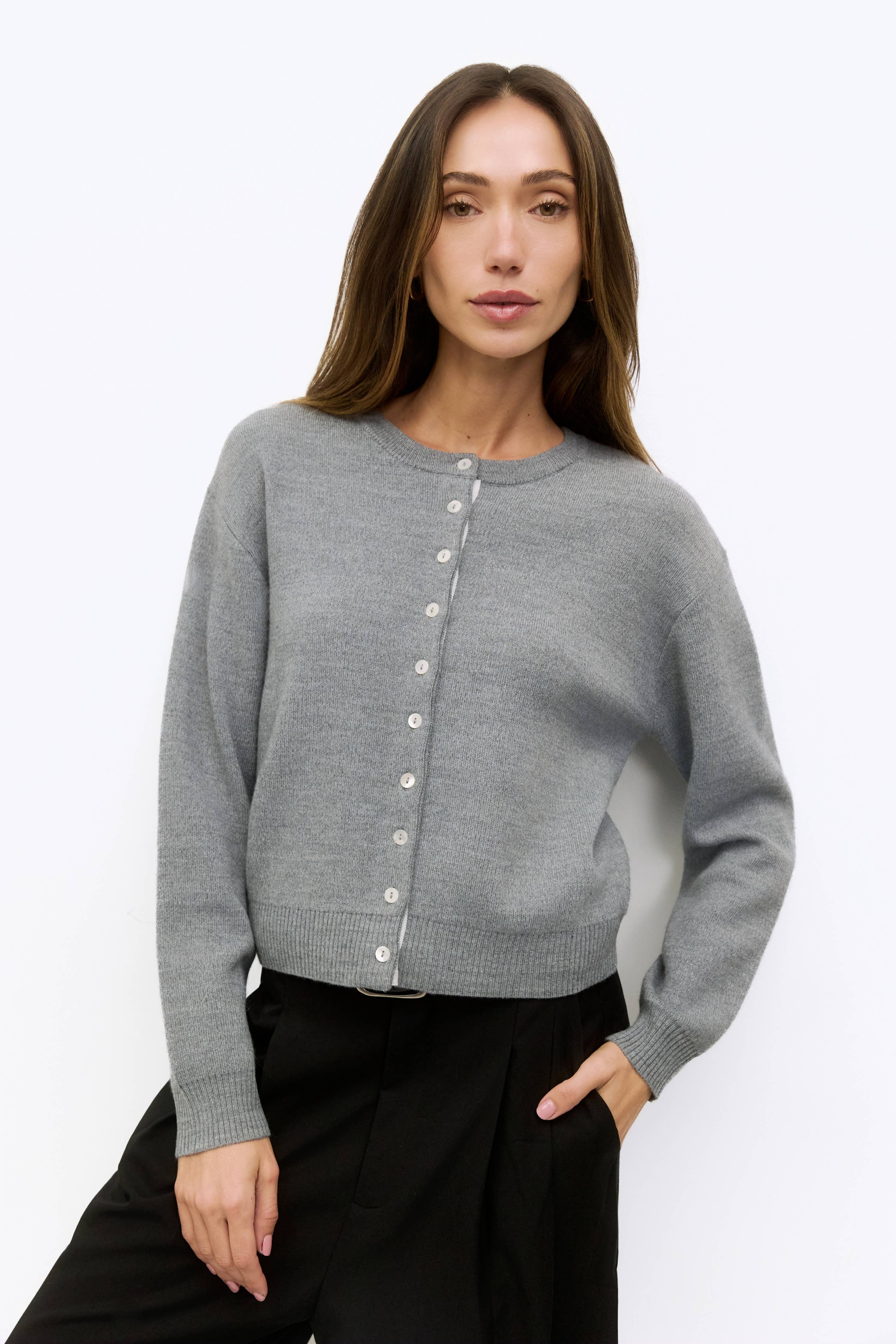 The Malin Cropped Button-Down Cardigan - Image 10