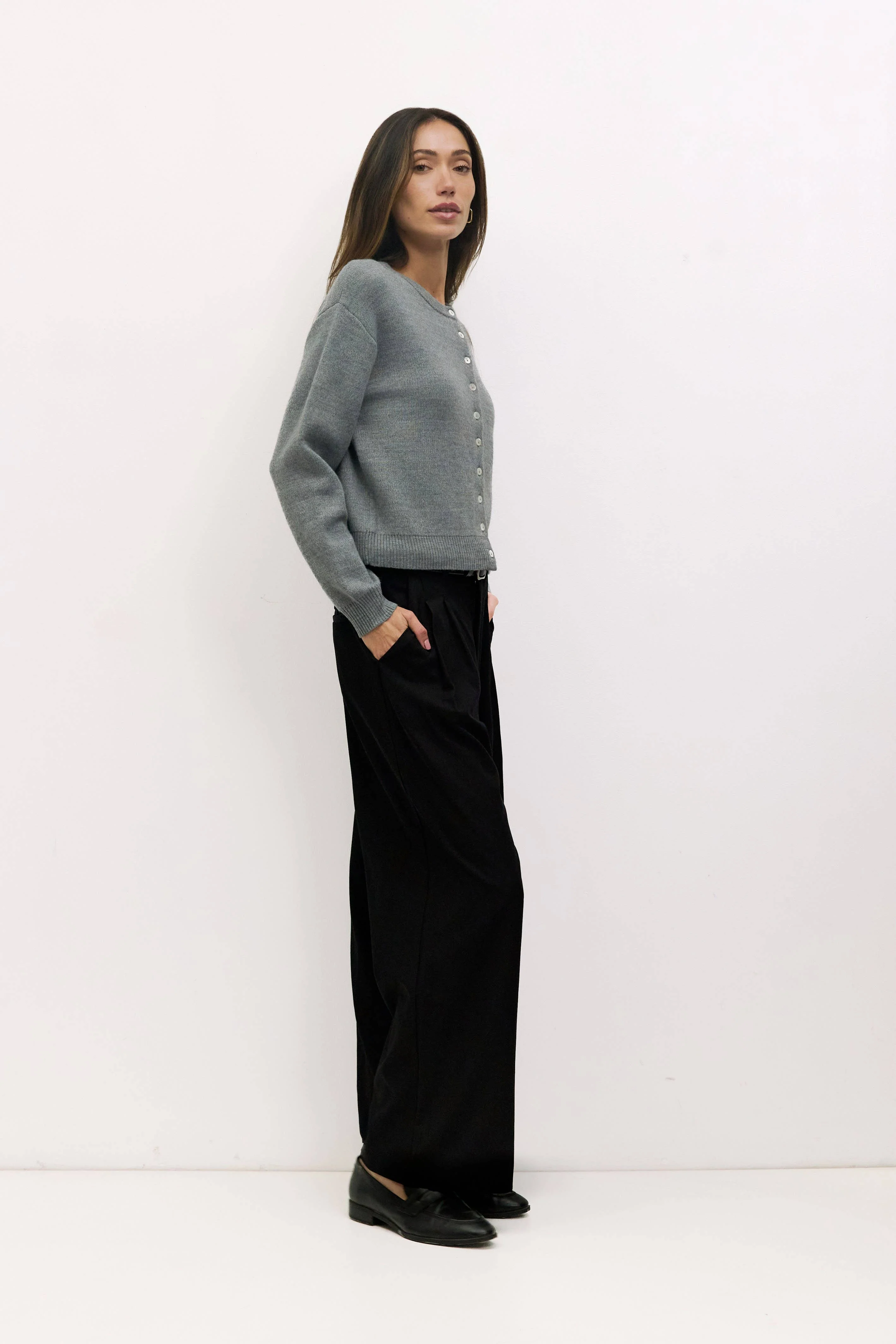 The Malin Cropped Button-Down Cardigan - Image 9