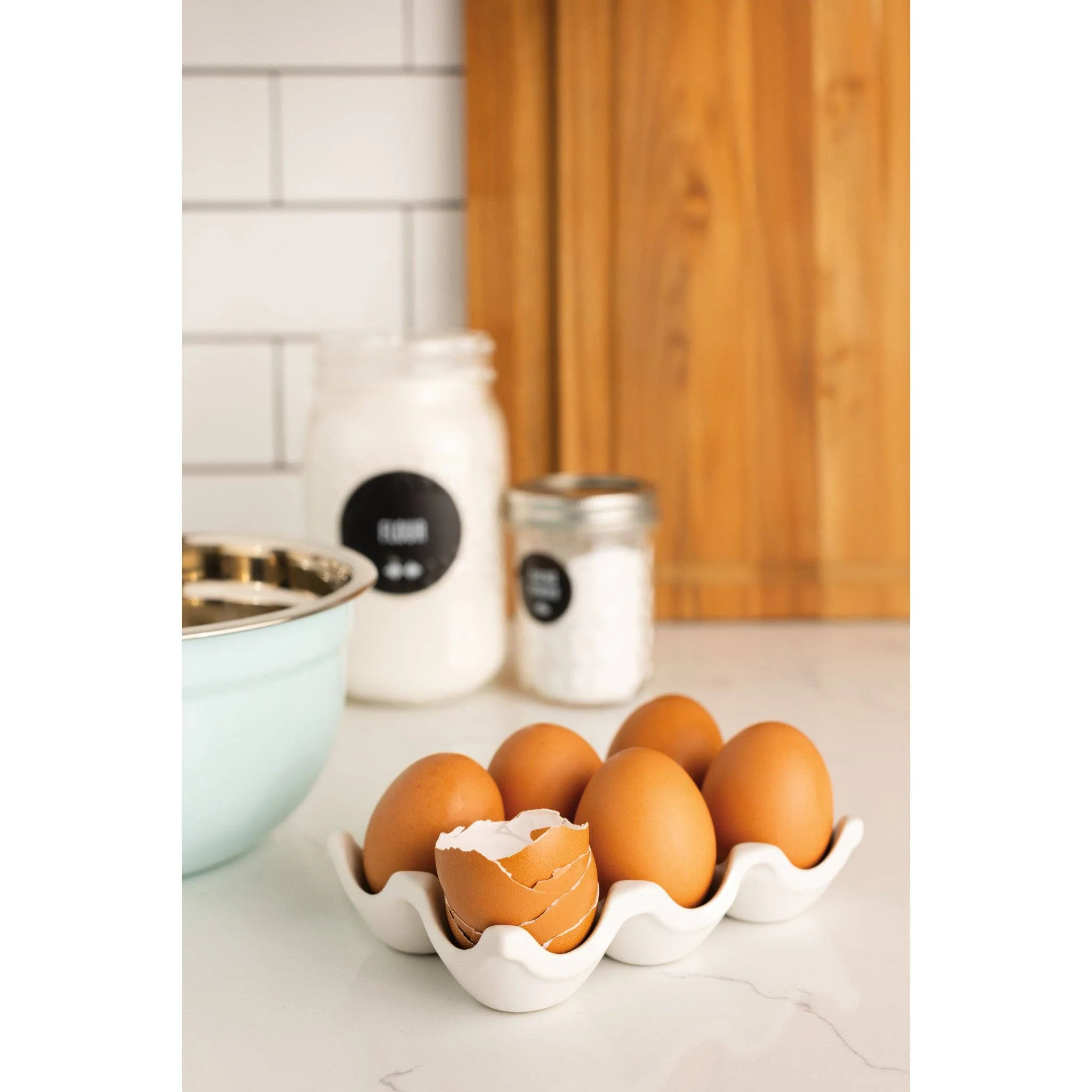 Matte White Ceramic Egg Crate - Image 2