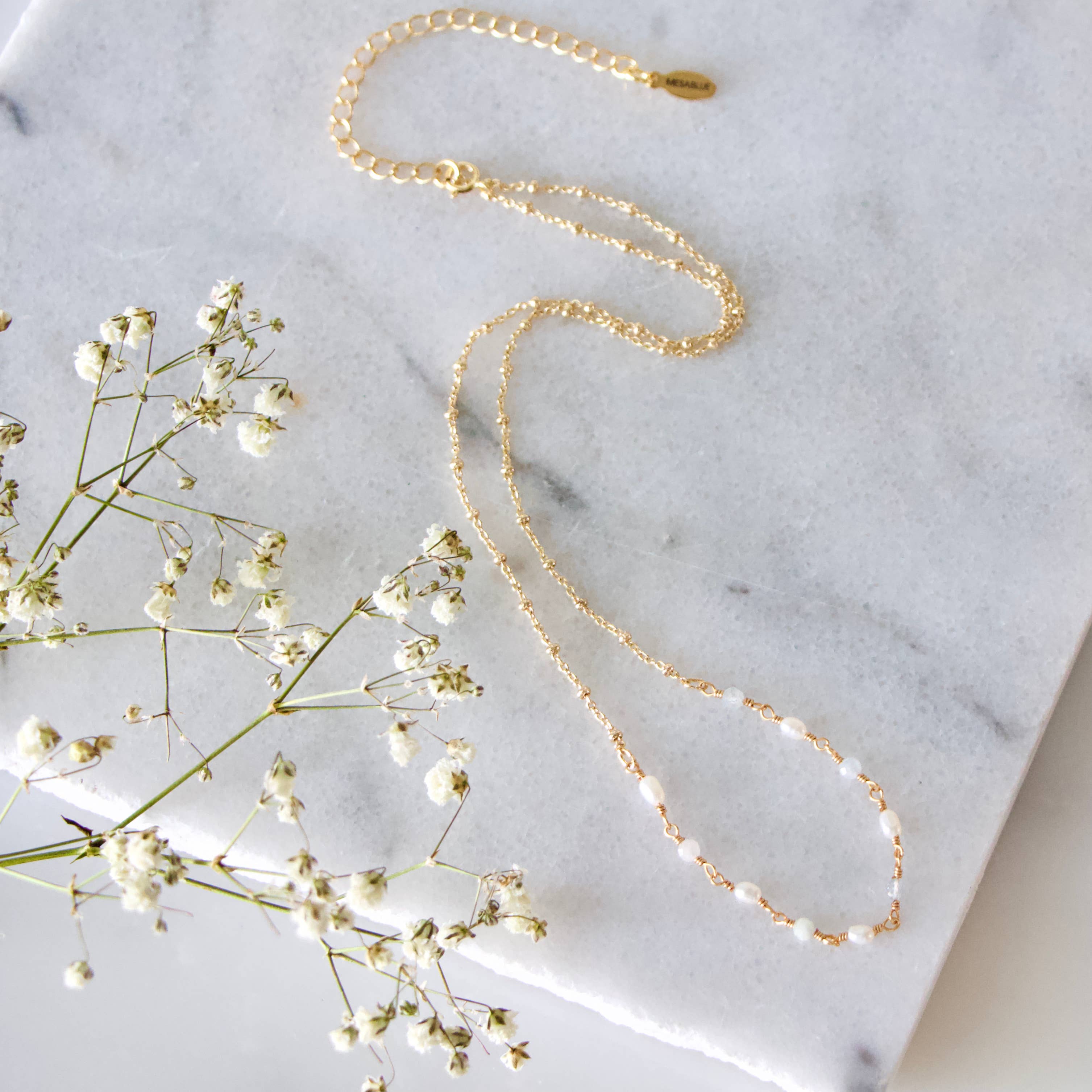 Pearl And Mixed Stone Beaded Necklace