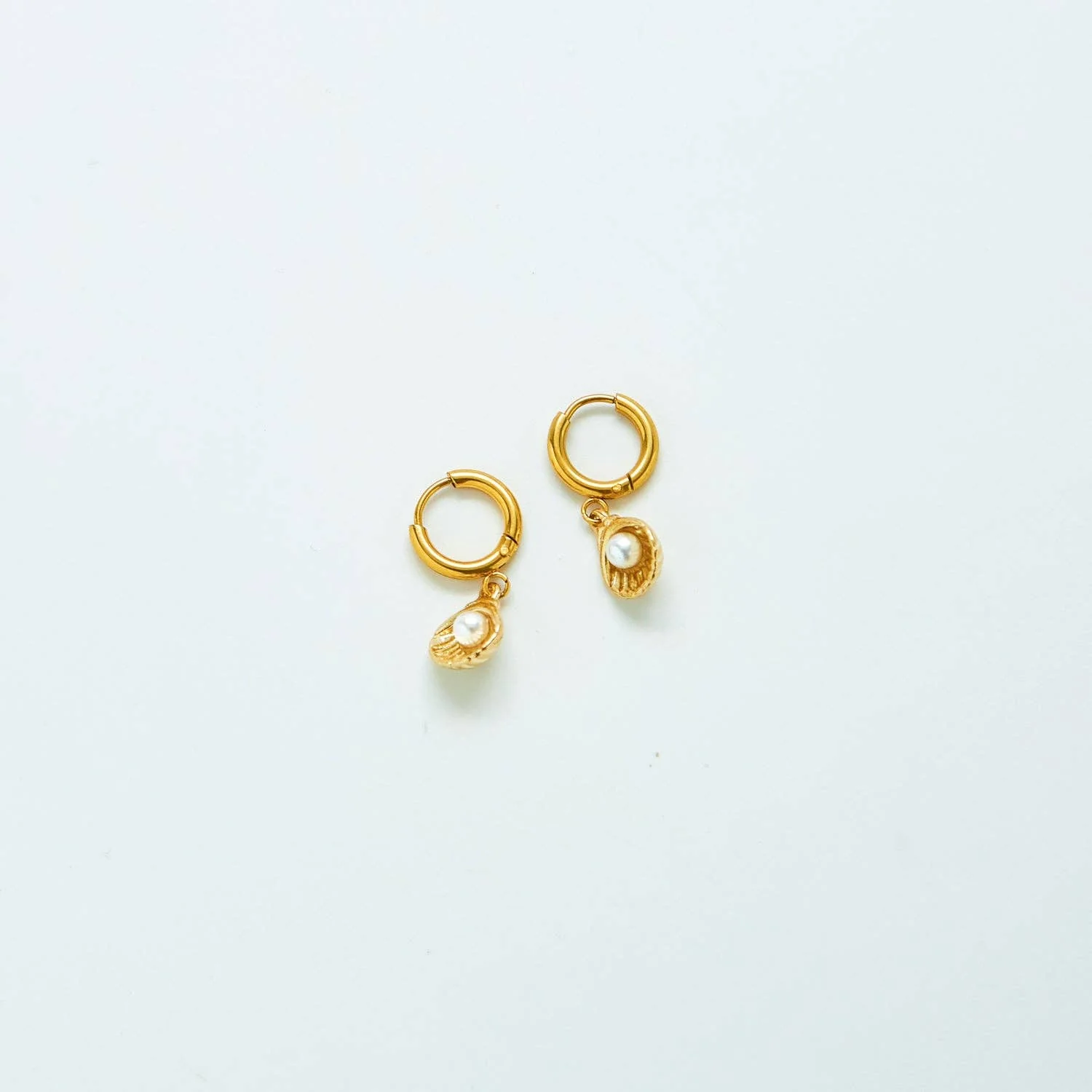 Pearl Shell Huggie Earrings