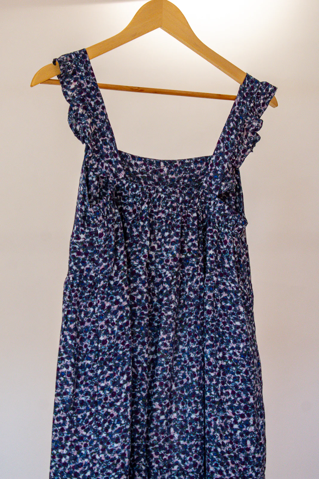 Posey Ruffled Sleeved Tiered Mini Navy Print Boho Dress - Image 4