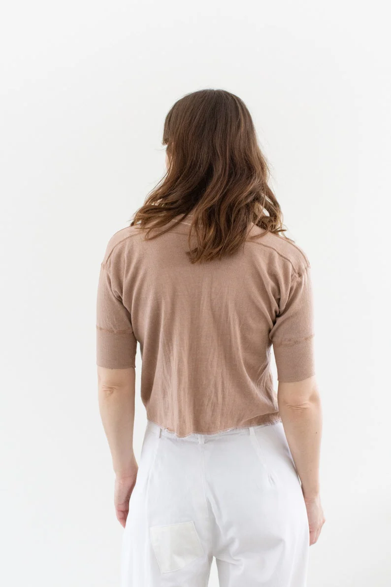 Rawson Vintage Ballet Pink Button Up Crop Thermal Shirt - Image 4