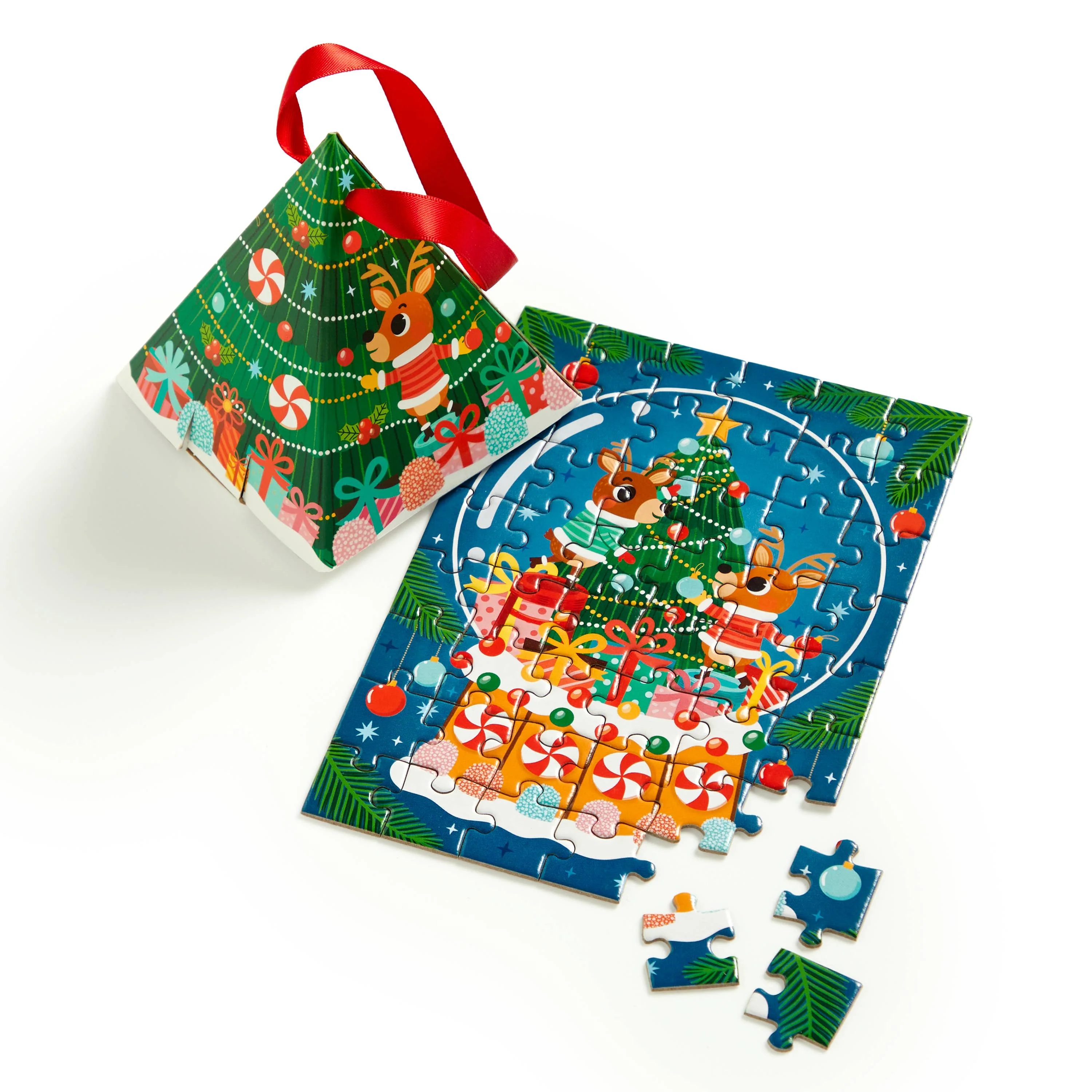 Reindeer Snow Globe 48 Piece Mini Puzzle Ornament - Image 3