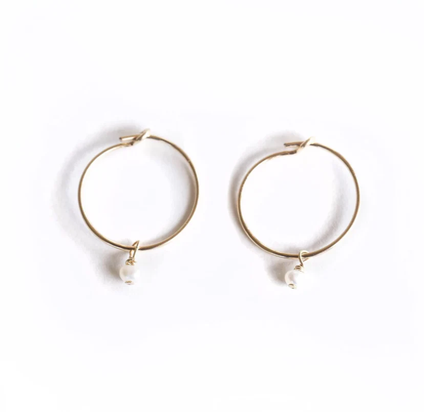 Dainty Pearl Hoops - Image 3