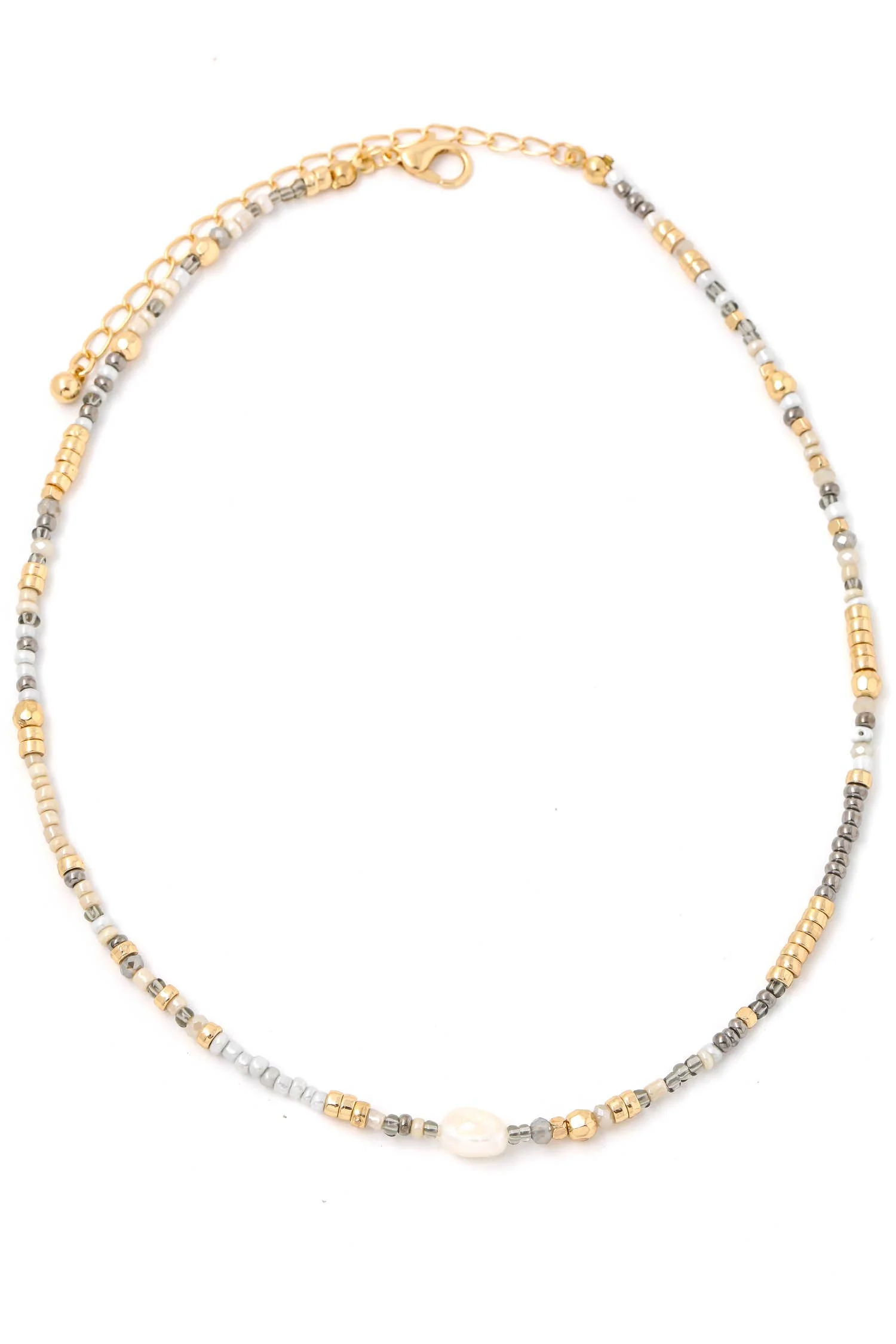 Seed Bead Pearl Charm Pendant Necklace