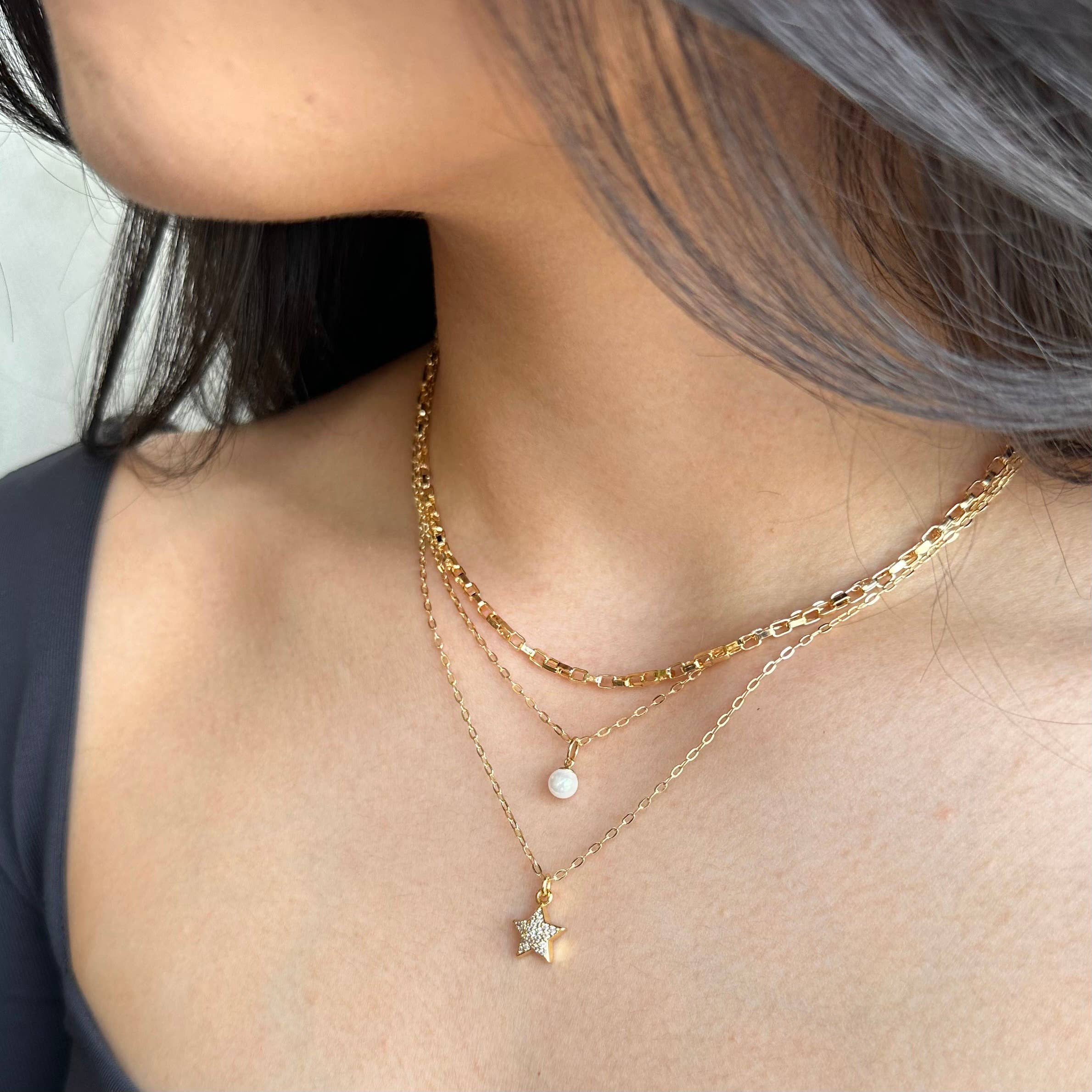 Small Pearl Drop Gold Necklace - Image 2