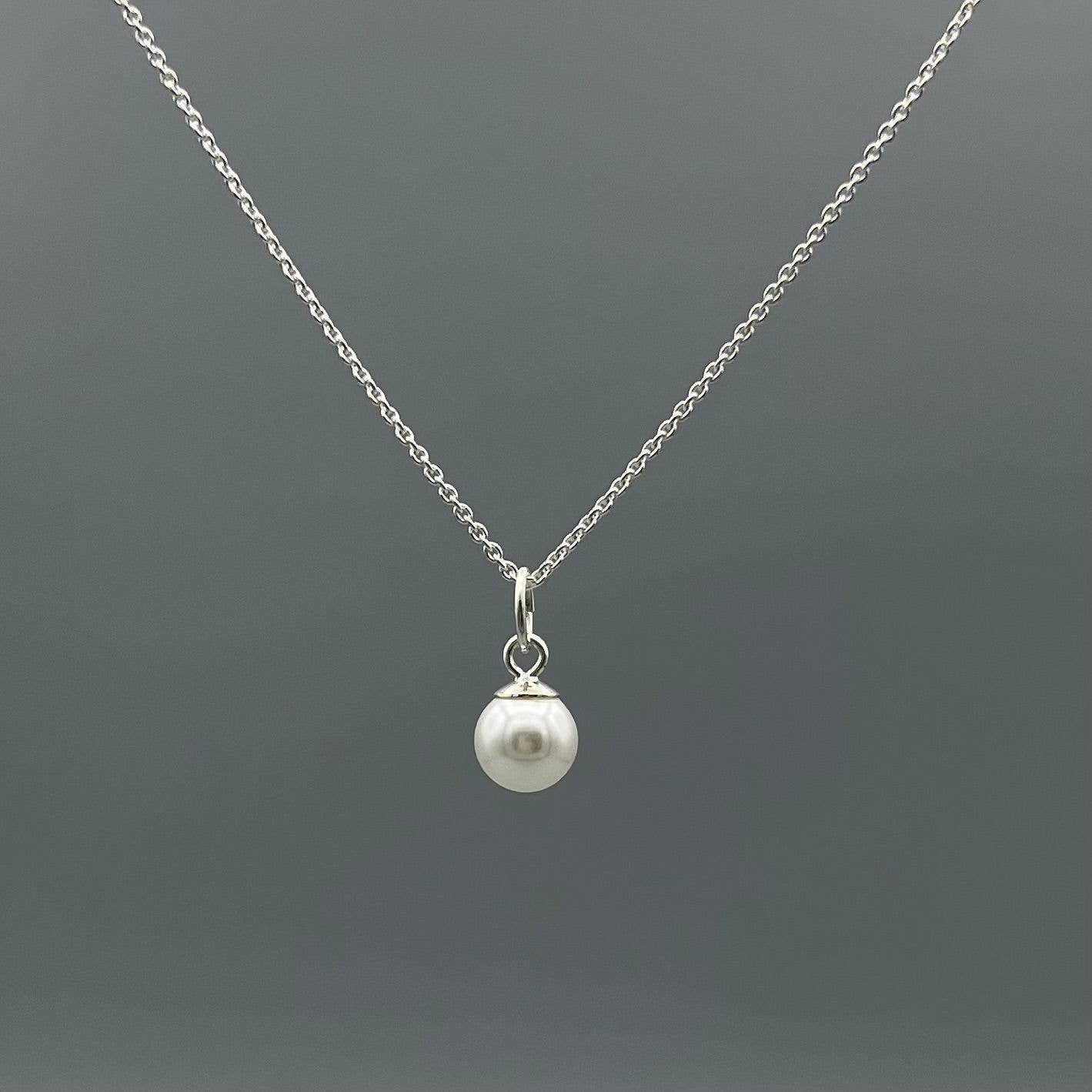 Small Pearl Drop Silver Necklace - Image 2