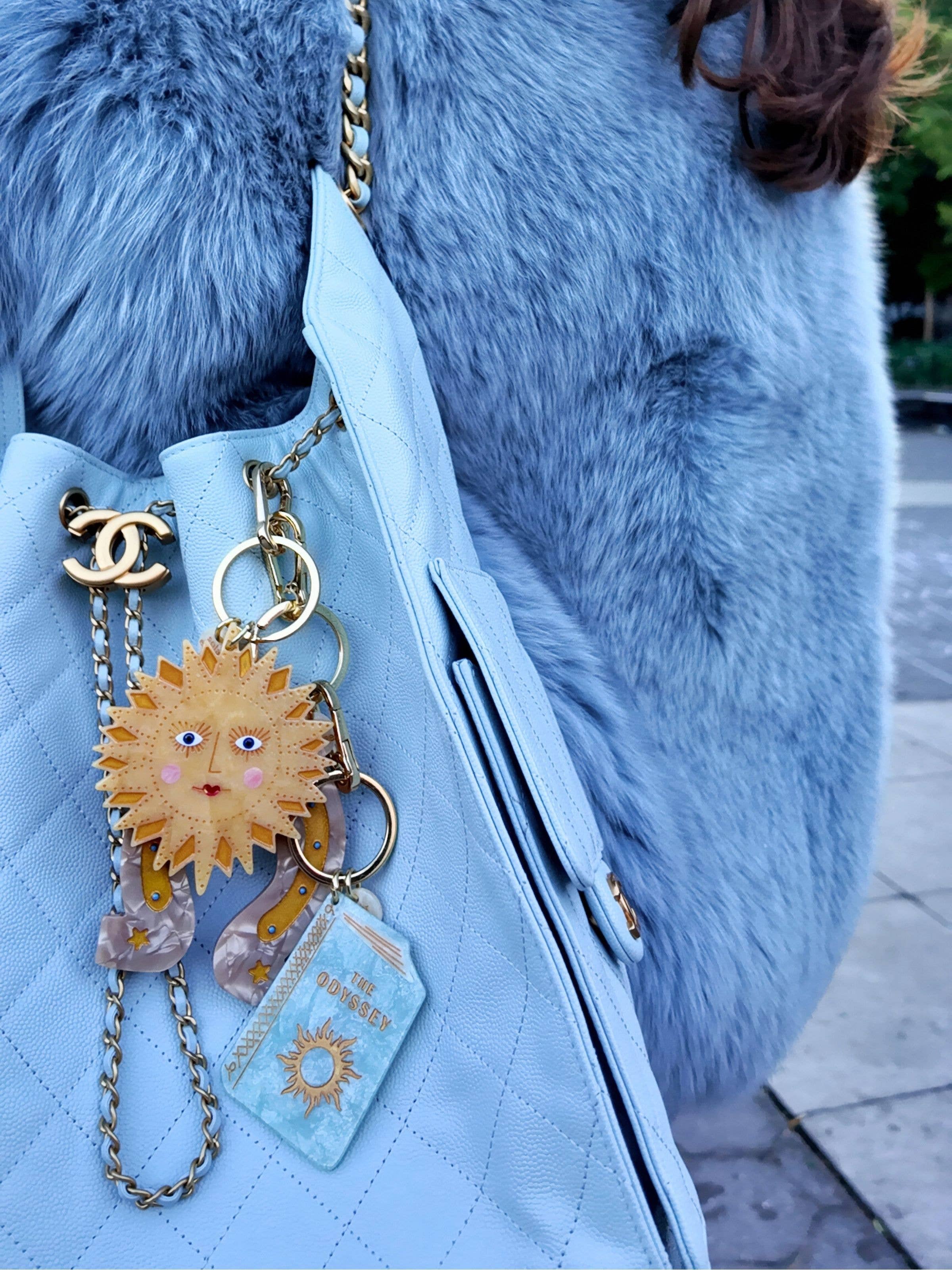 Solar Eclipse - Hand-painted Celestial Sun Bag Charm + Keychain - Image 3