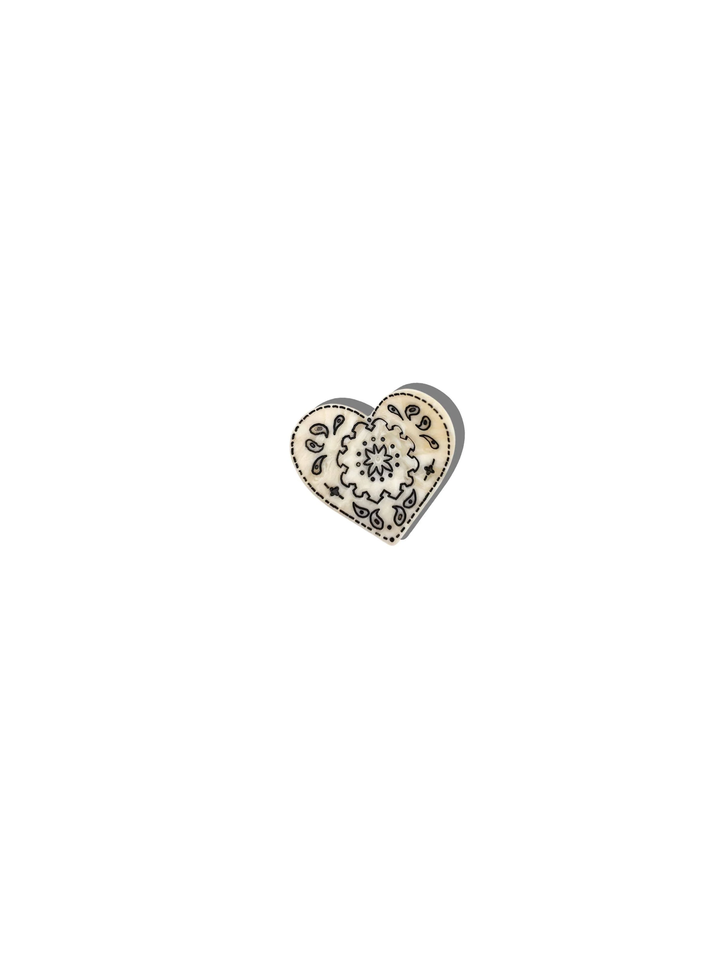 Solar Eclipse - Hand-painted Mini Paisley Heart Claw Hair Clip