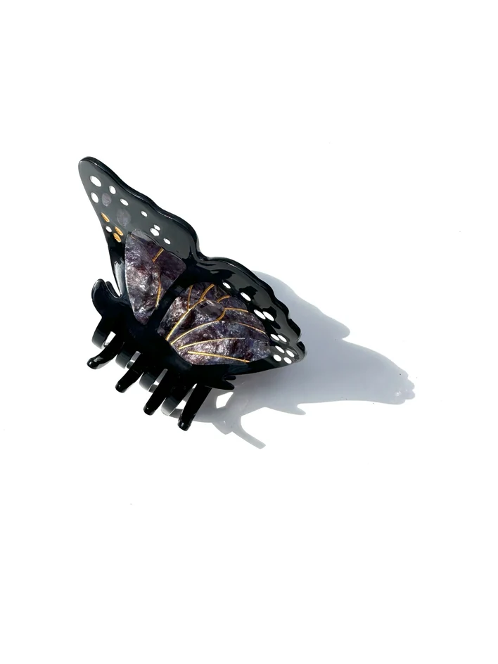 Solar Eclipse - Hand-painted Monarch Butterfly Hair Claw - Image 13