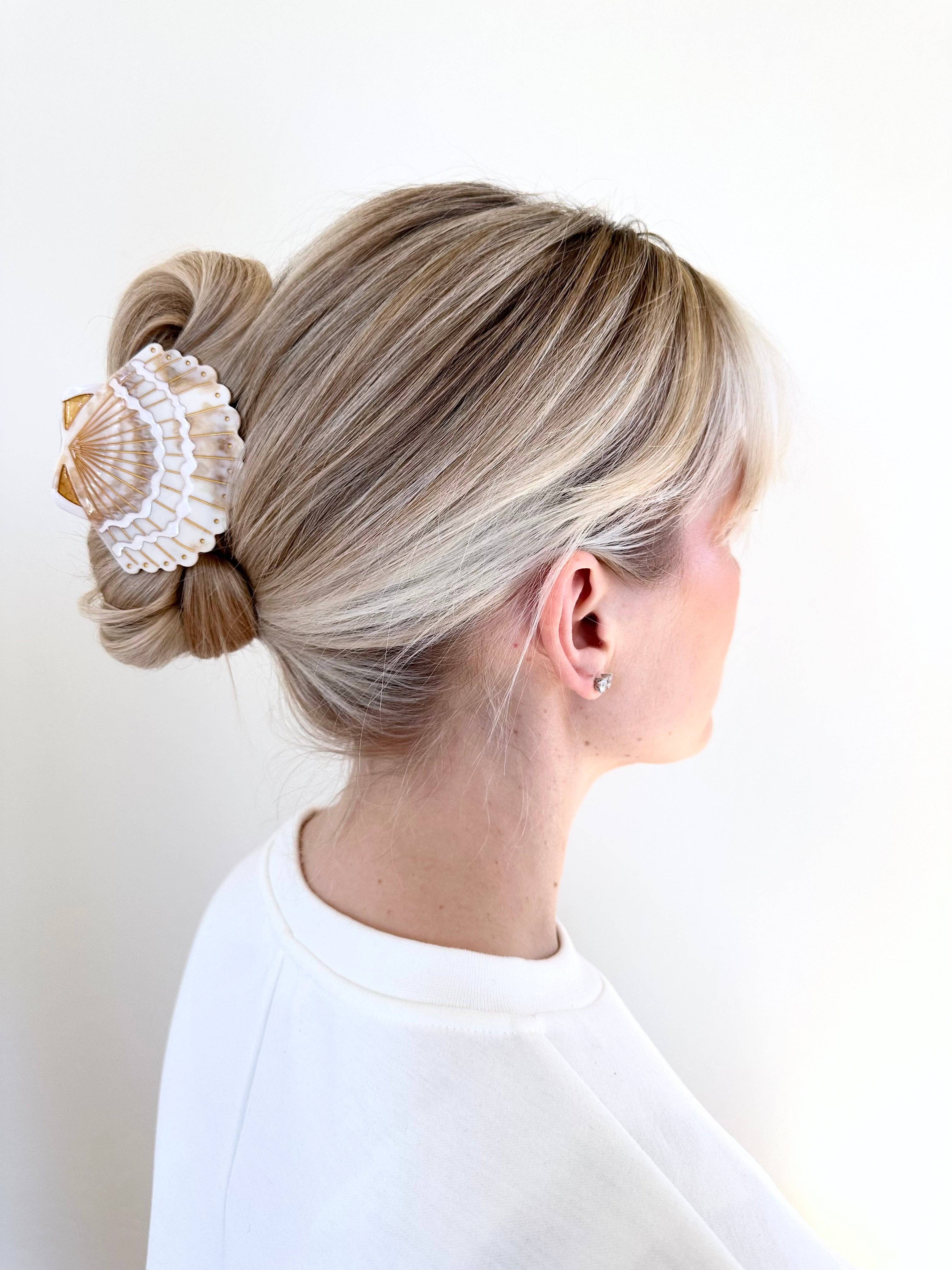 Solar Eclipse - Hand-painted Sea Shell Hair Claws - Image 3