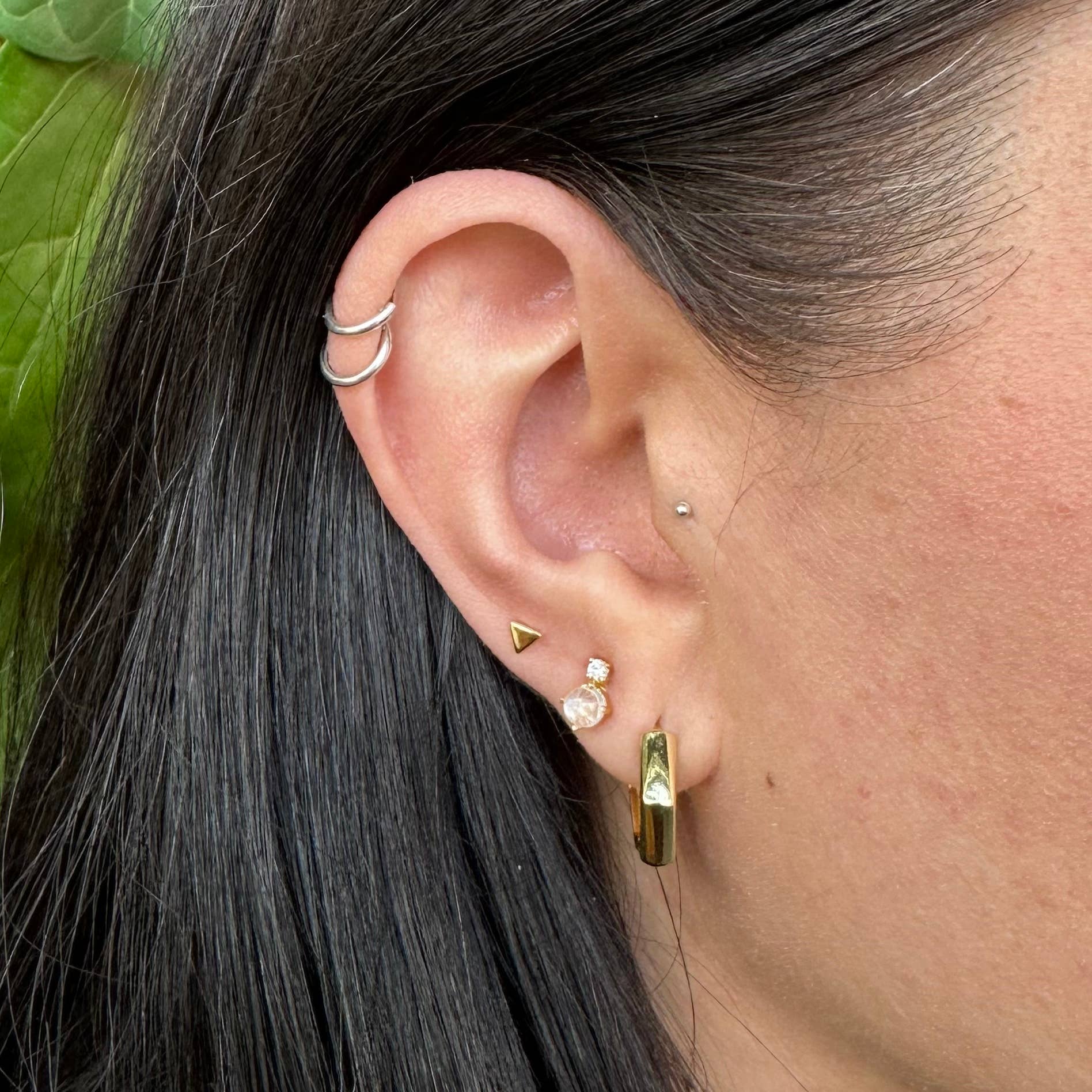 Something Silver - Classic Geometric Tiny Triangle Studs Gold Vermeil - Image 2