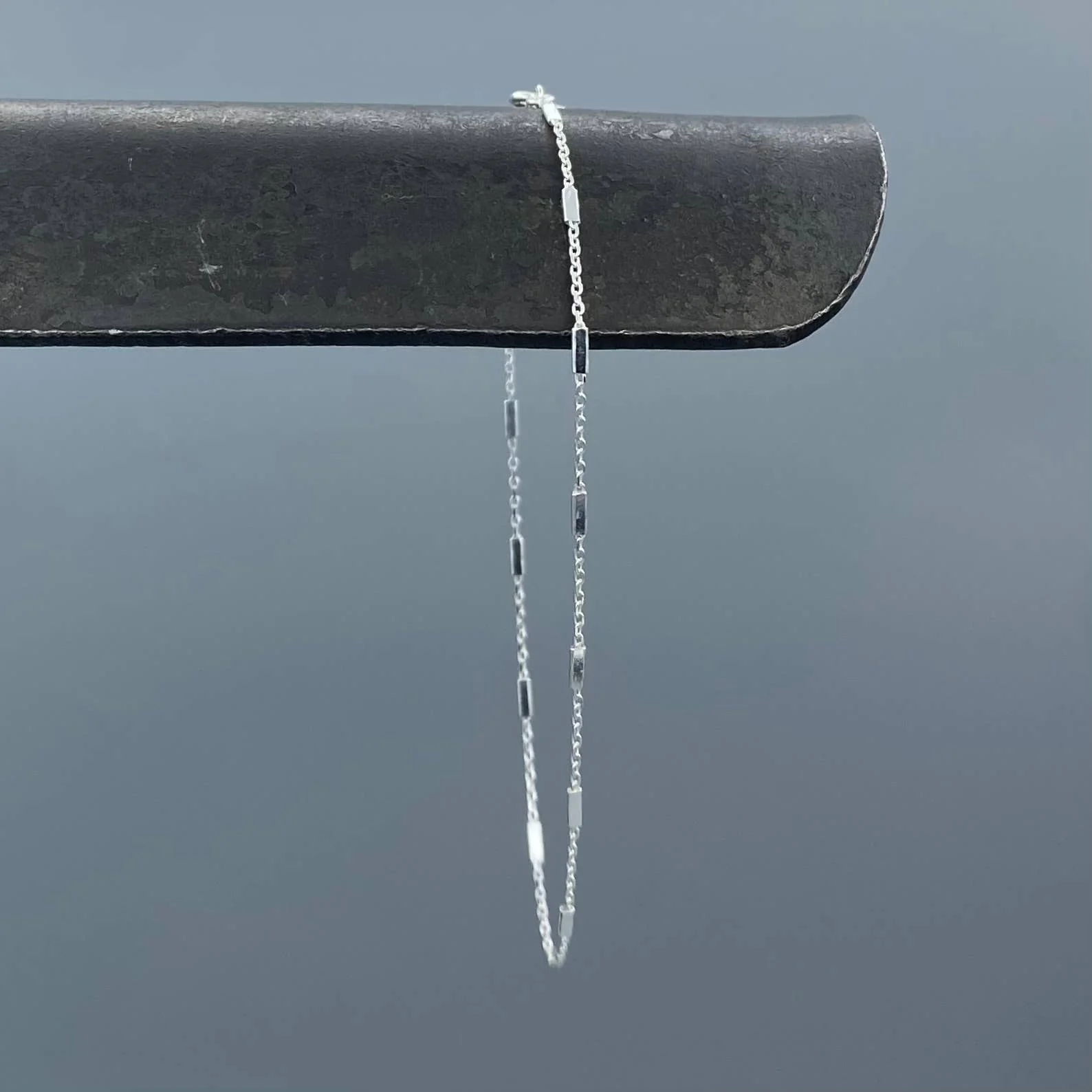 Something Silver - Dainty Silver Bar Link Anklet: Sterling Silver