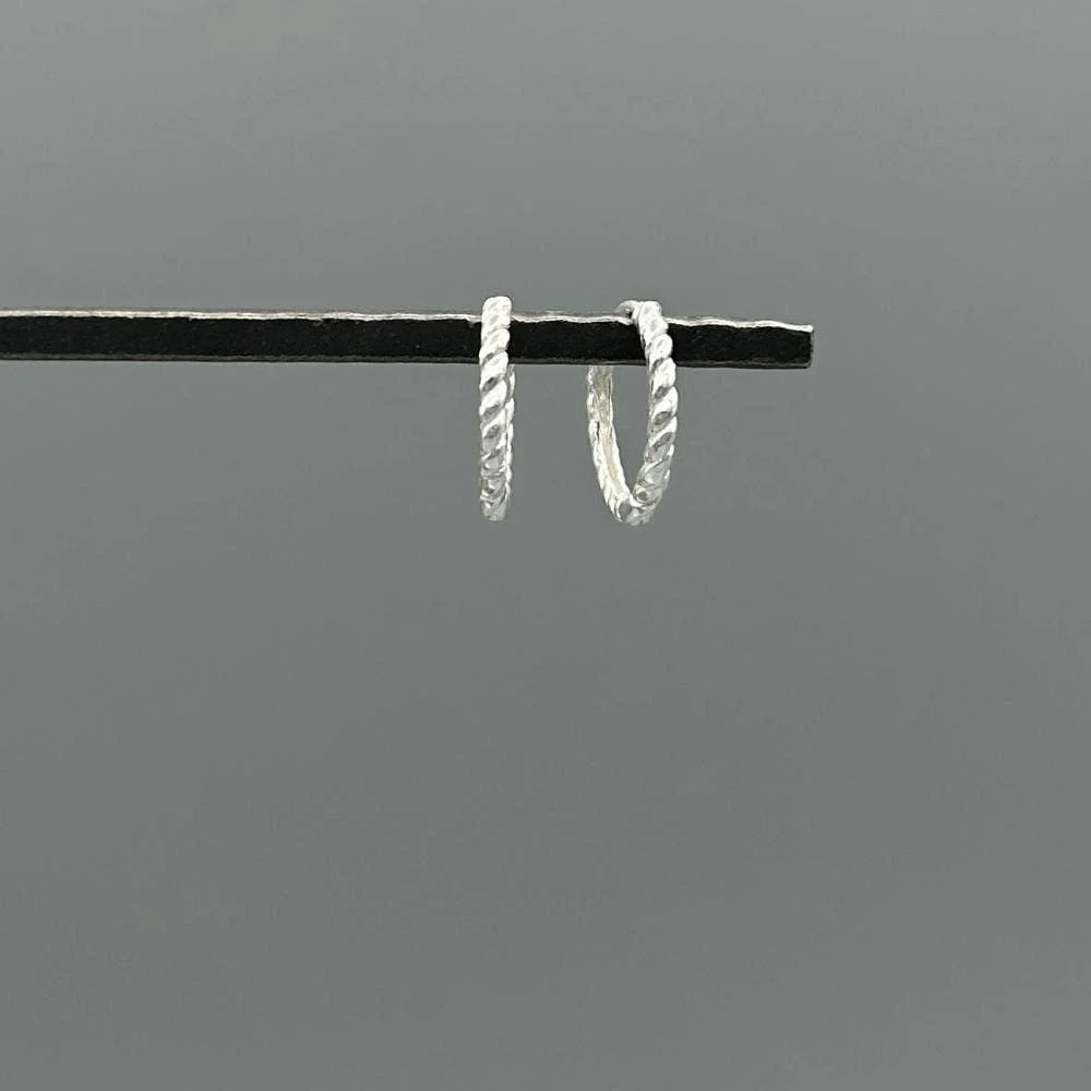 Something Silver - Medium Rope Clicker Hoops Sterling Silver