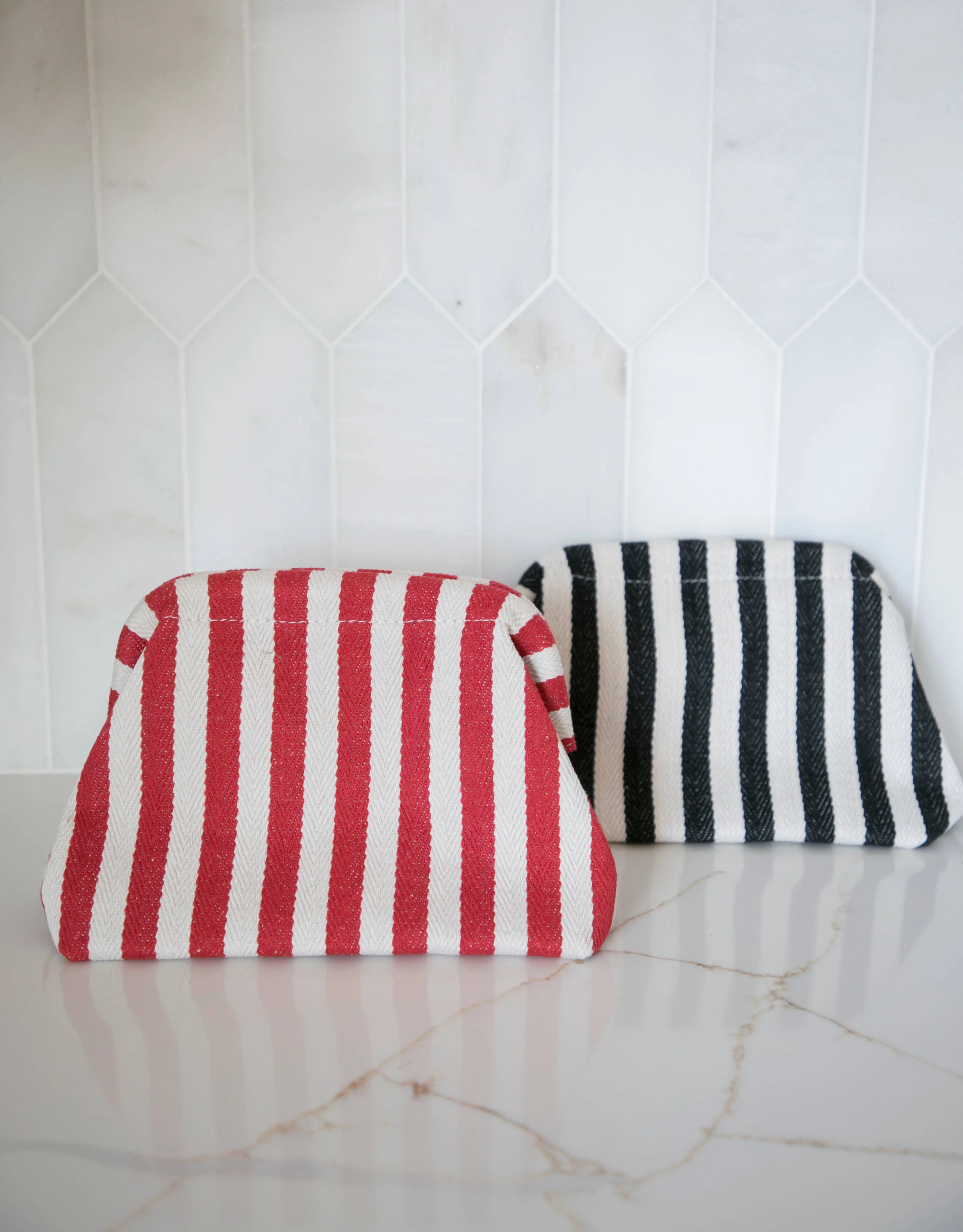 Striped Makeup Pouch - Red - Image 2