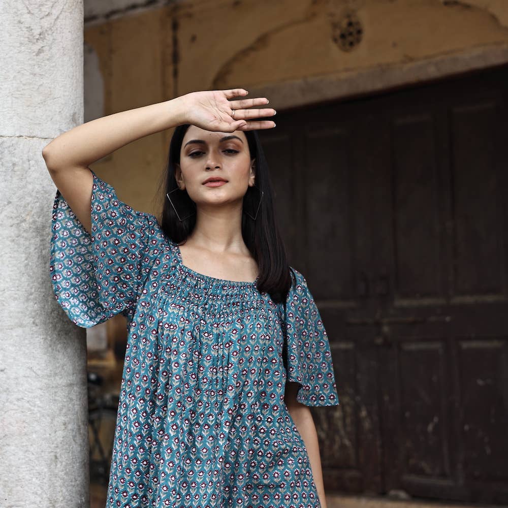 The Fox and The Mermaid - Sanvi Block Printed Mini Dress - Image 11