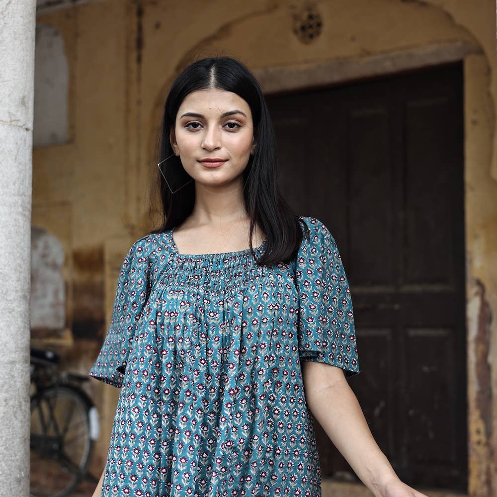 The Fox and The Mermaid - Sanvi Block Printed Mini Dress - Image 12