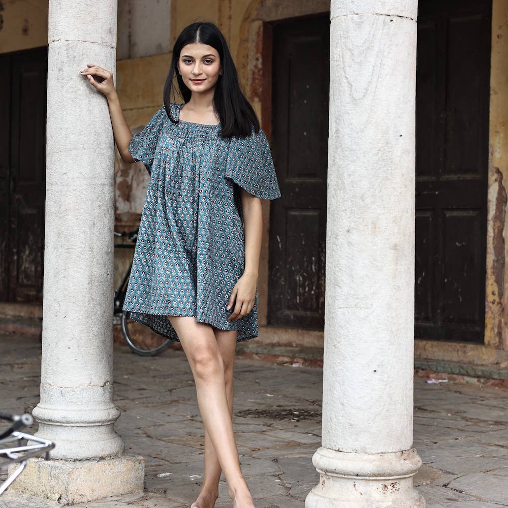 The Fox and The Mermaid - Sanvi Block Printed Mini Dress - Image 13