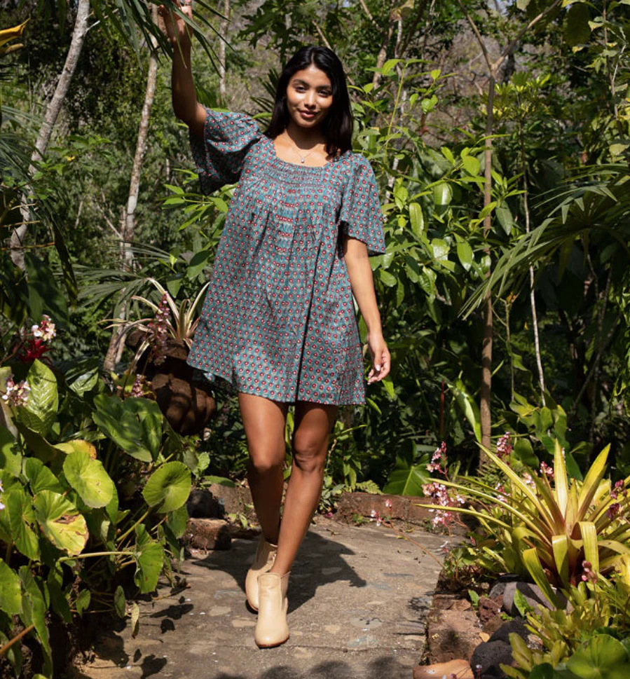 The Fox and The Mermaid - Sanvi Block Printed Mini Dress - Image 6