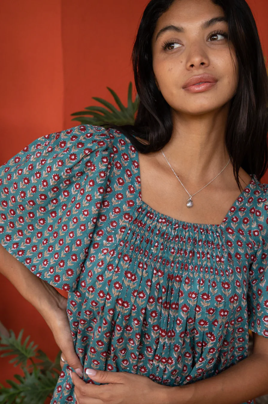 The Fox and The Mermaid - Sanvi Block Printed Mini Dress - Image 8
