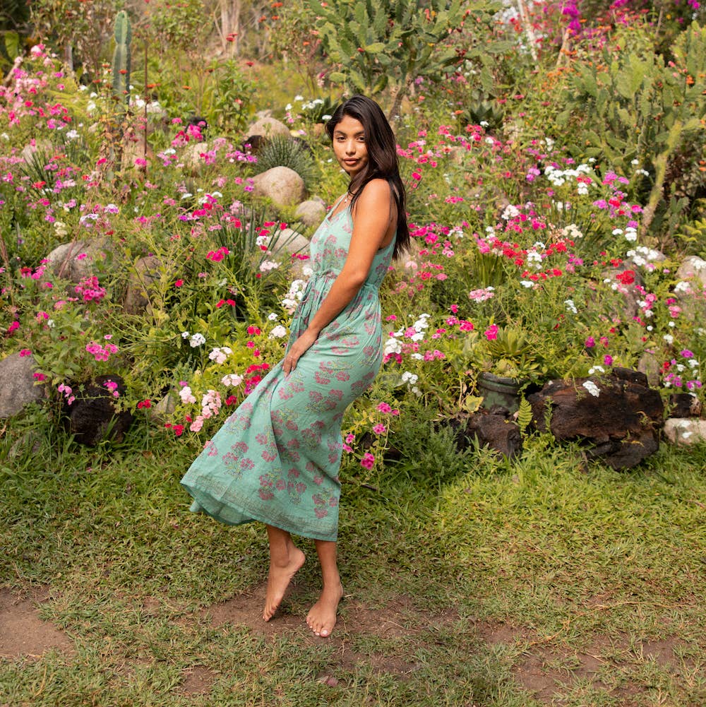 The Fox and The Mermaid - Block Printed Strappy Sundress with Hand Embroidery - Image 4