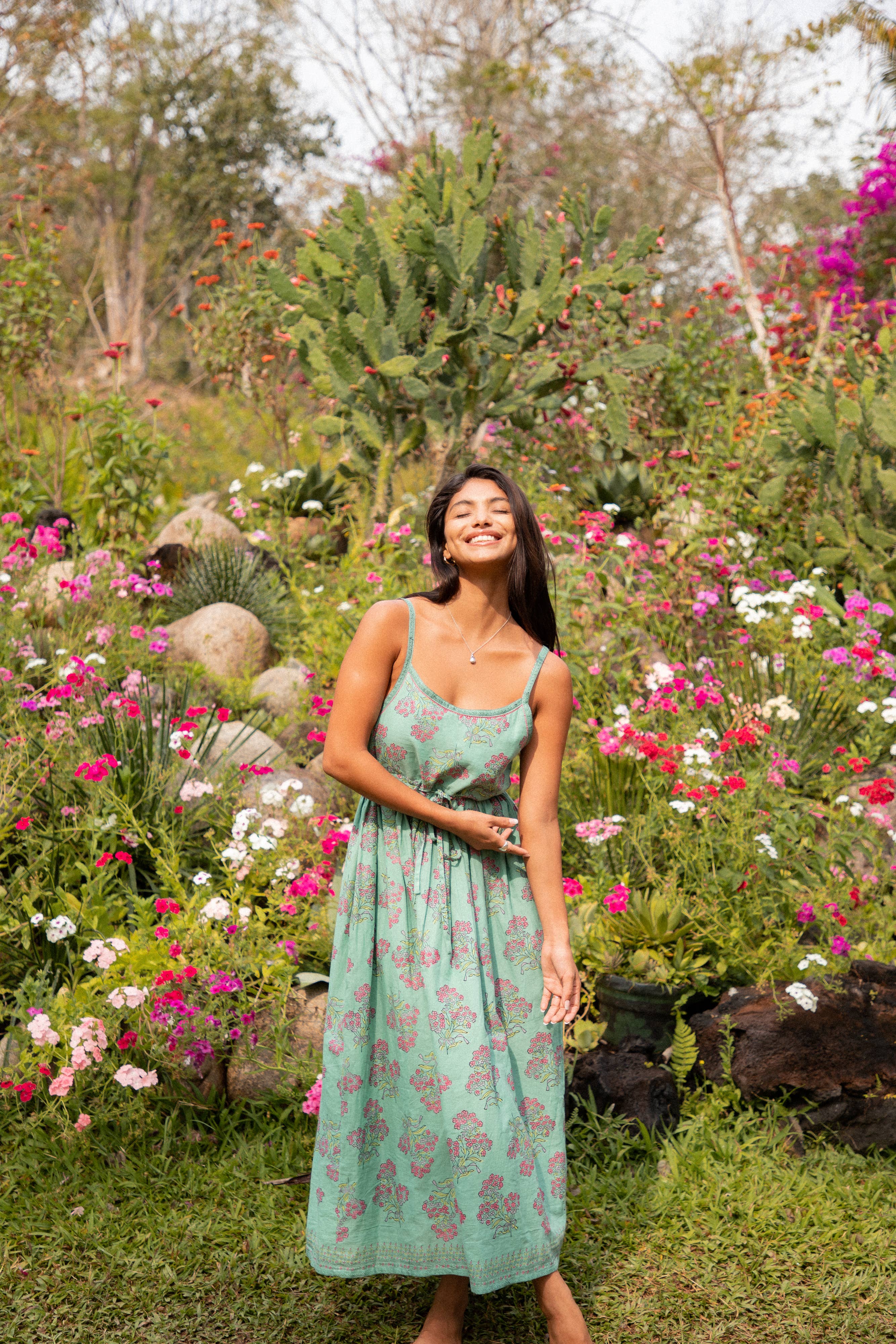 The Fox and The Mermaid - Block Printed Strappy Sundress with Hand Embroidery - Image 5