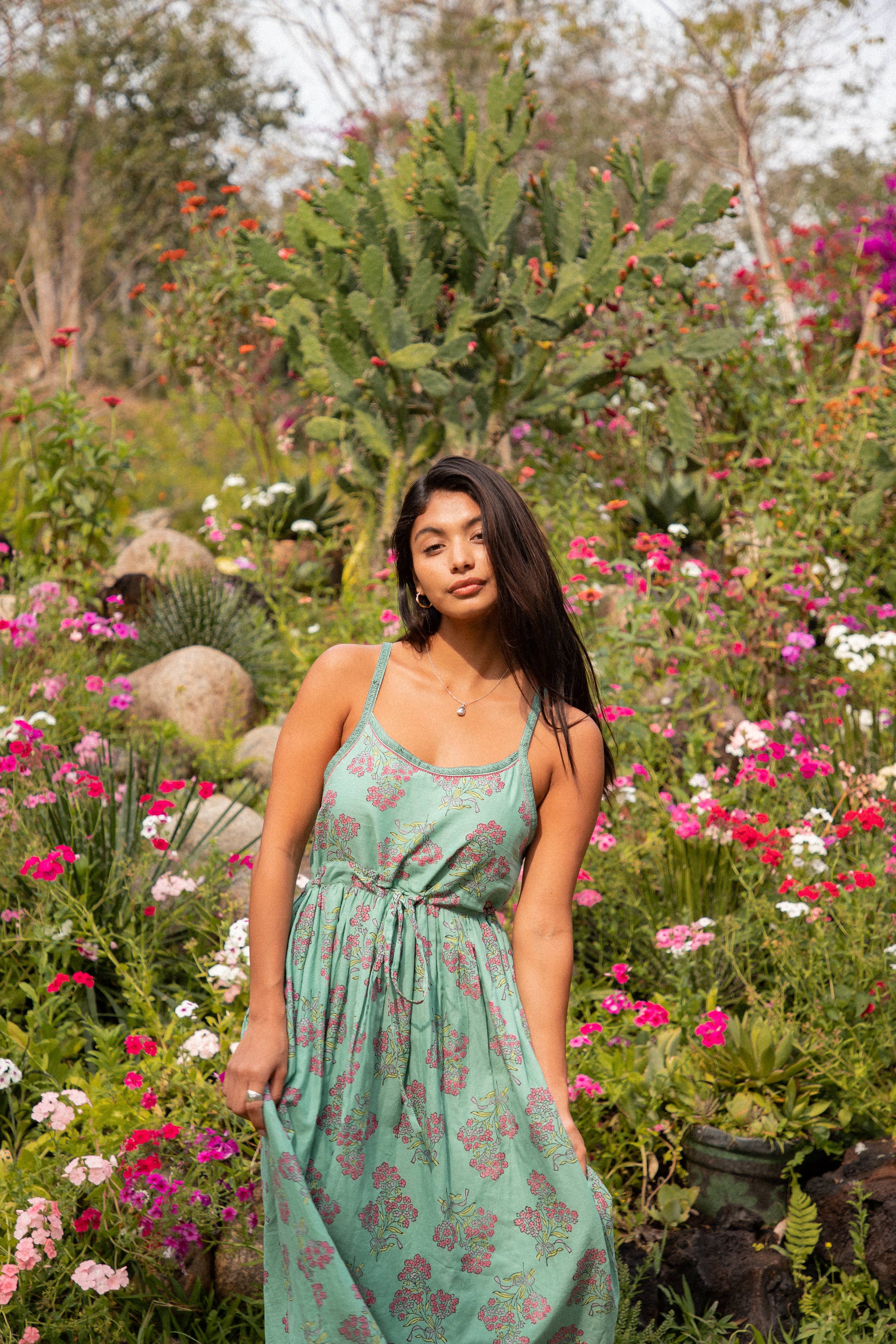The Fox and The Mermaid - Block Printed Strappy Sundress with Hand Embroidery - Image 6