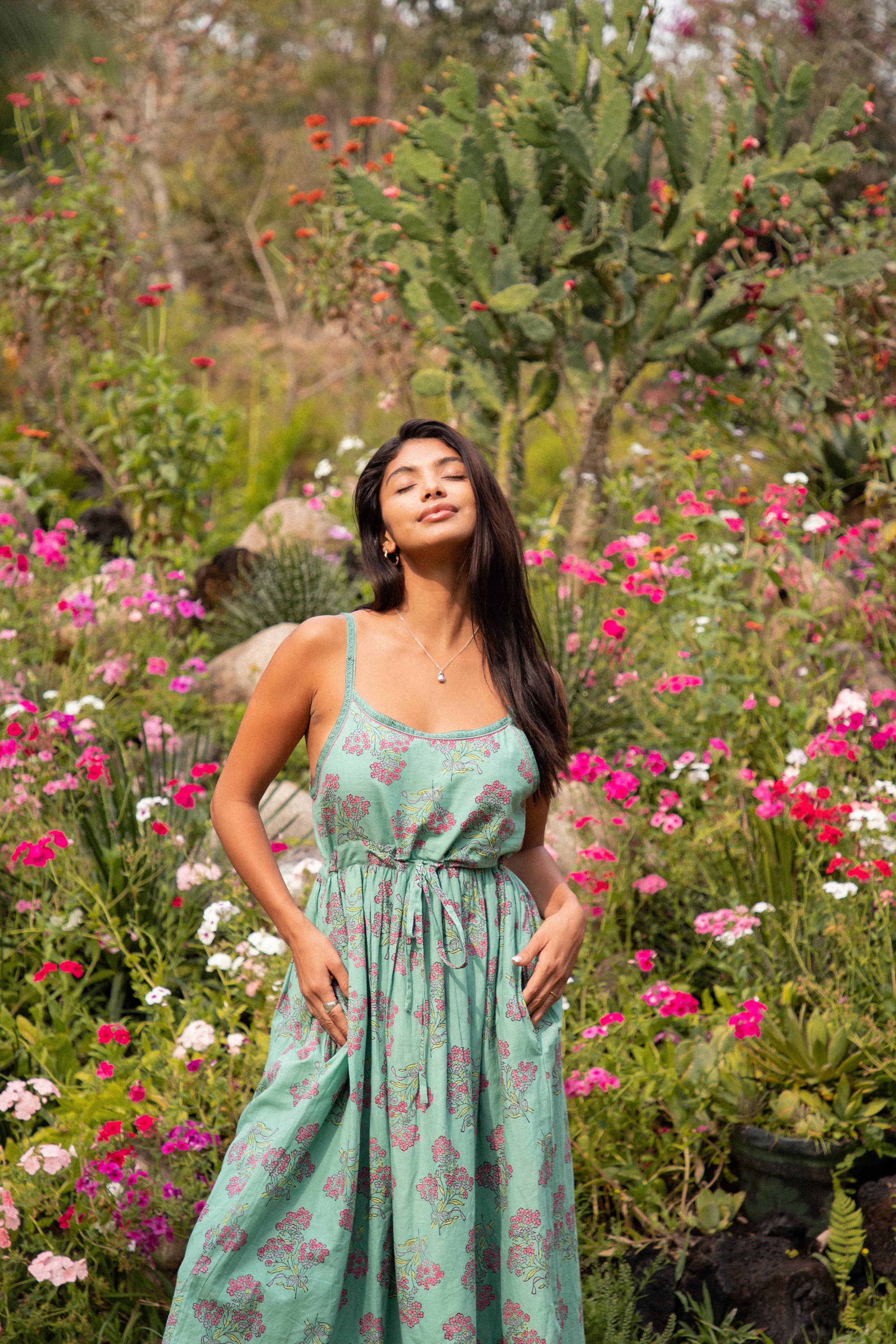 The Fox and The Mermaid - Block Printed Strappy Sundress with Hand Embroidery - Image 7