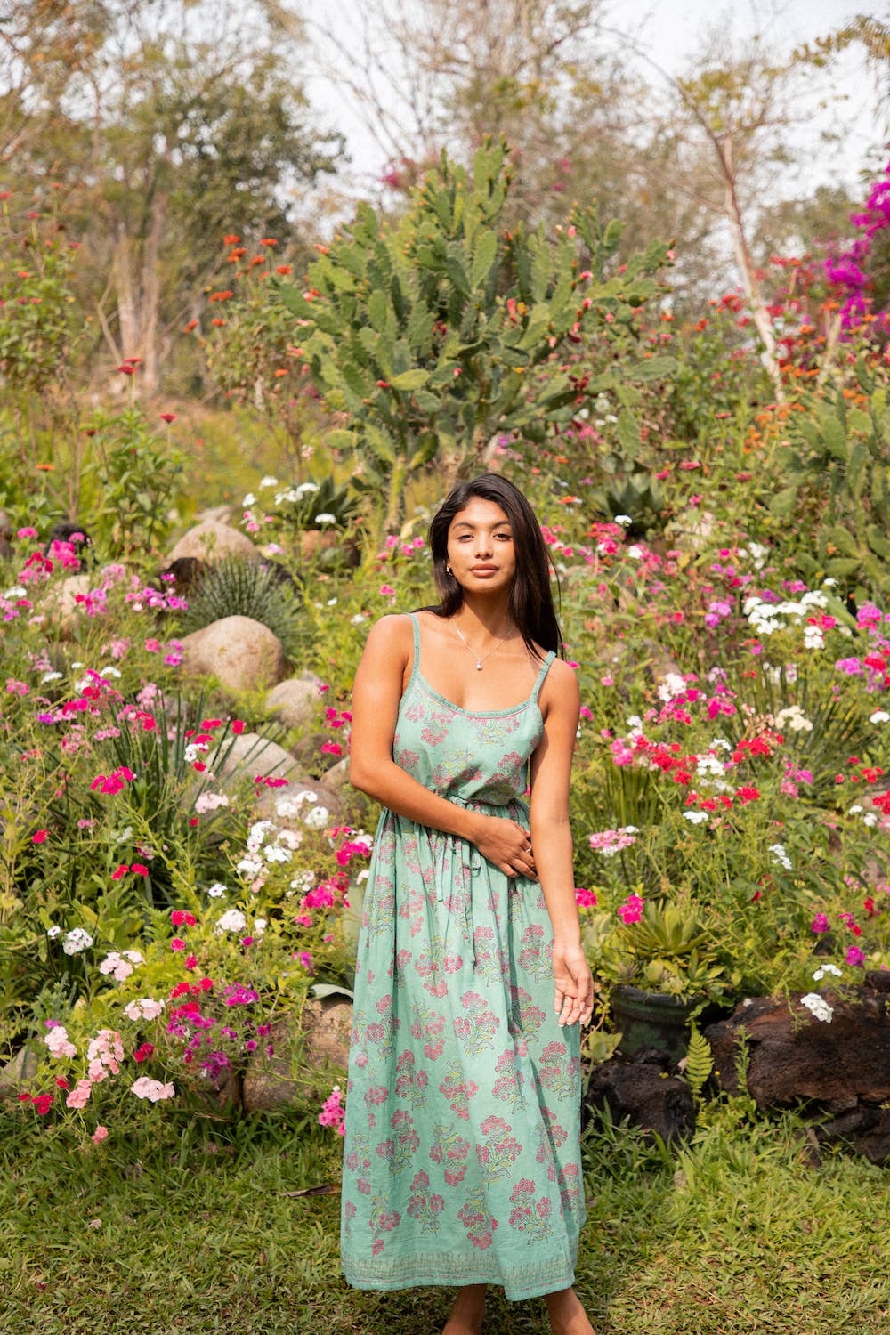 The Fox and The Mermaid - Block Printed Strappy Sundress with Hand Embroidery - Image 8