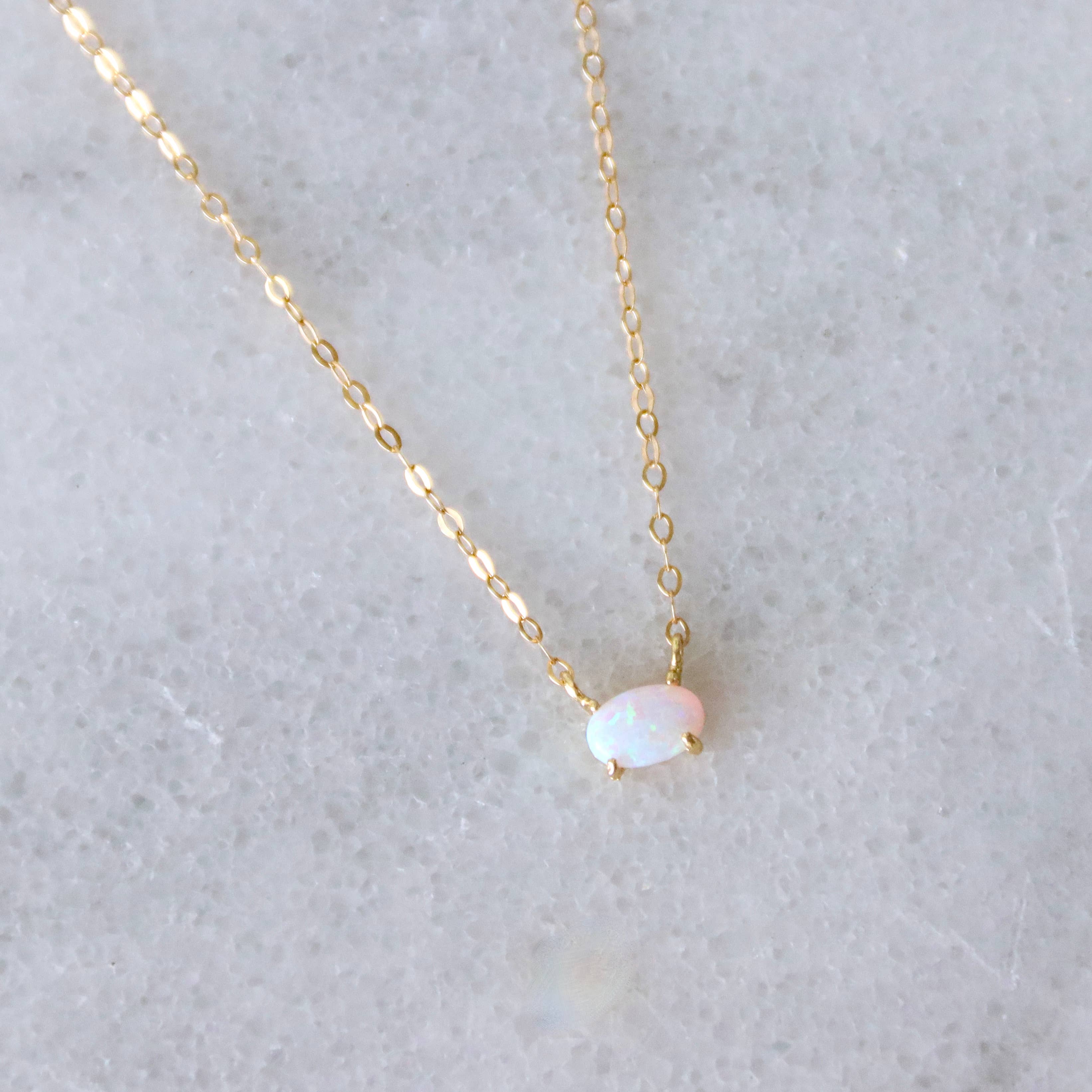 Tiny Oval Opal Necklace: 16 inches - Image 2
