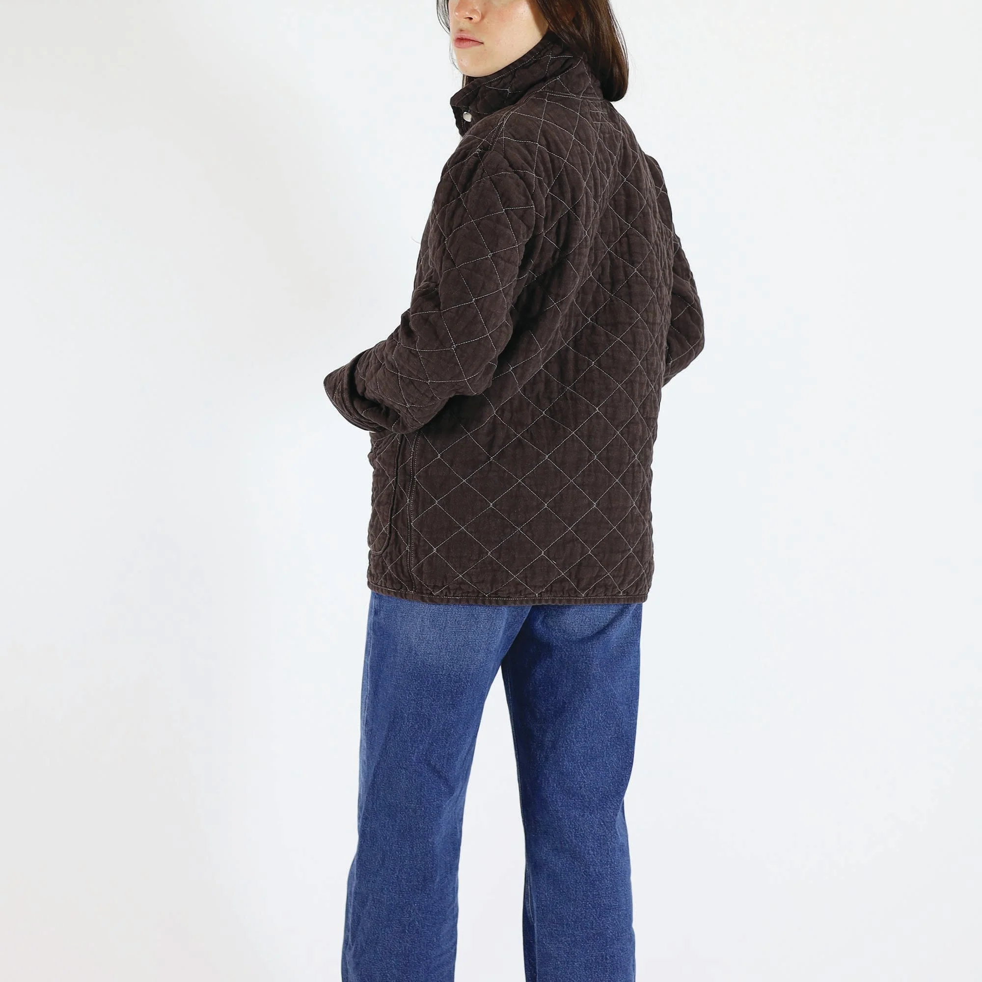 Utility Canvas Quilted Snap Unisex Jacket - Espresso Jacket - Image 3