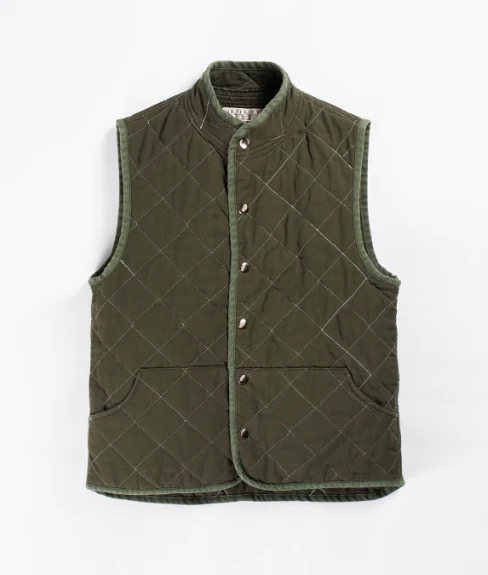 Utility Canvas Quilted Snap Vest - Olive Green Vest - Image 6