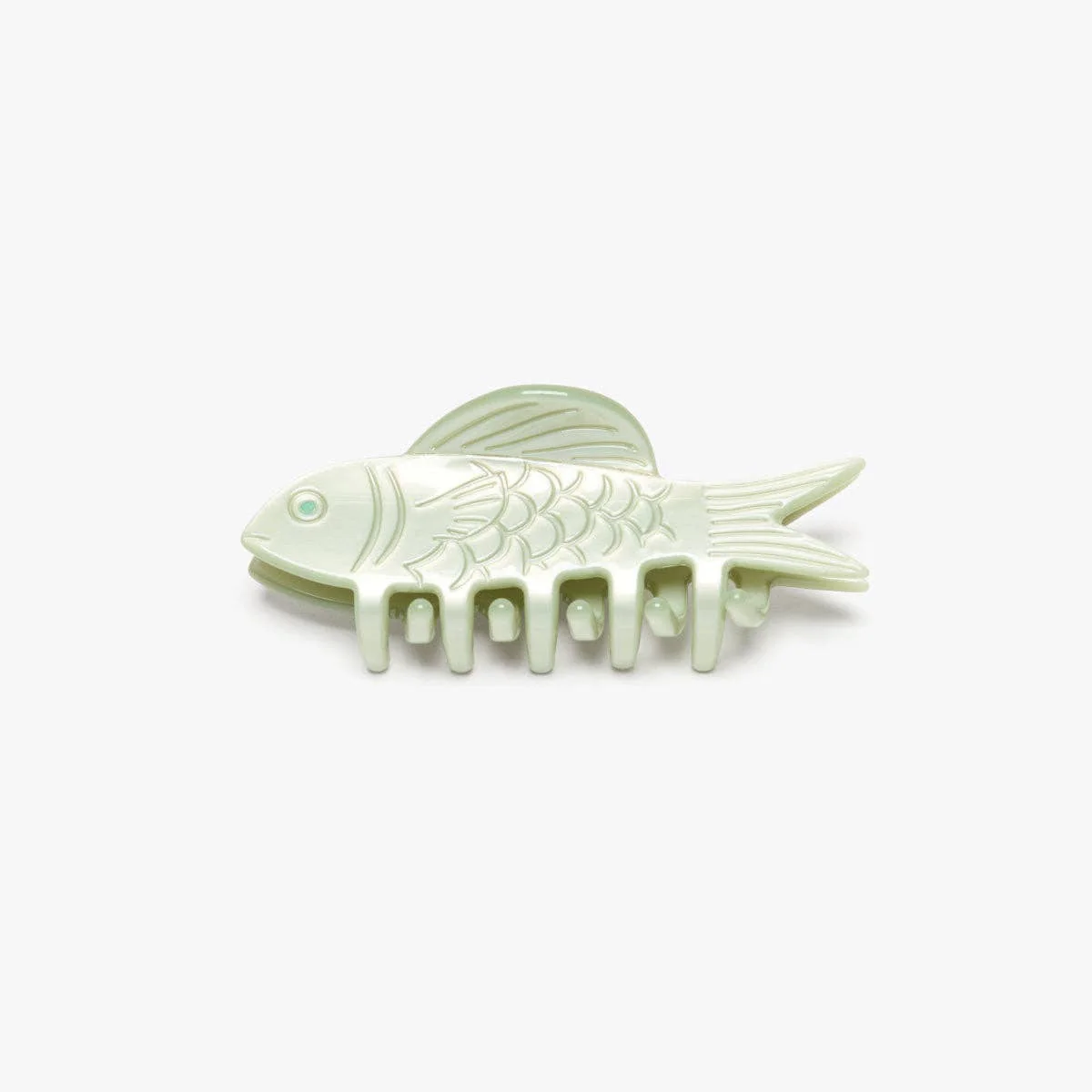 WINONA IRENE - Jade Green Fish Mini Acetate Hair Claw Clip Opal Rhinestones