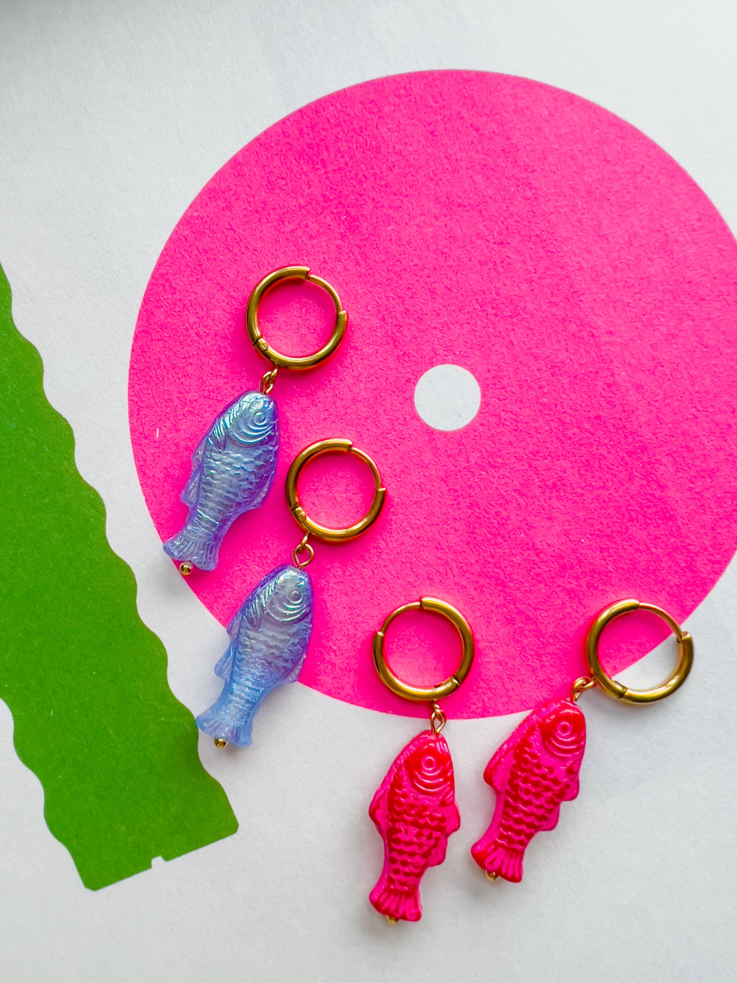 Yellow Dots Studio - Fun Sardine Earrings | Glass Bead Earrings: White - Image 2